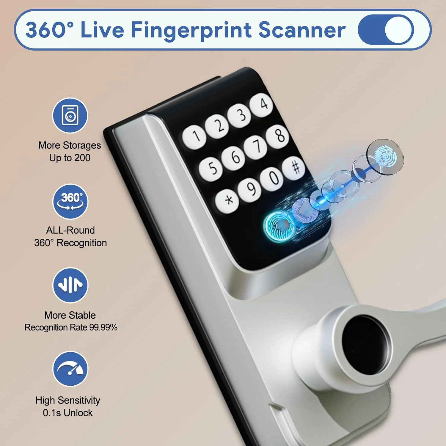 قفل درب ورودی بدون کلید با دستگیره، قفل درب هوشمند 5 در 1 با صفحه کلید، قفل های هوشمند دیجیتال برای درب ورودی، قفل اثر انگشت برای خانه، دفتر کار با قابلیت کنترل از طریق WiFi و برنامه قفل درب ورودی بدون کلید با دستگیره، قفل درب هوشمند 5 در 1 با صفحه کلید، قفل های هوشمند دیجیتال برای درب ورودی، قفل اثر انگشت برای خانه، دفتر کار با قابلیت کنترل از طریق WiFi و برنامه