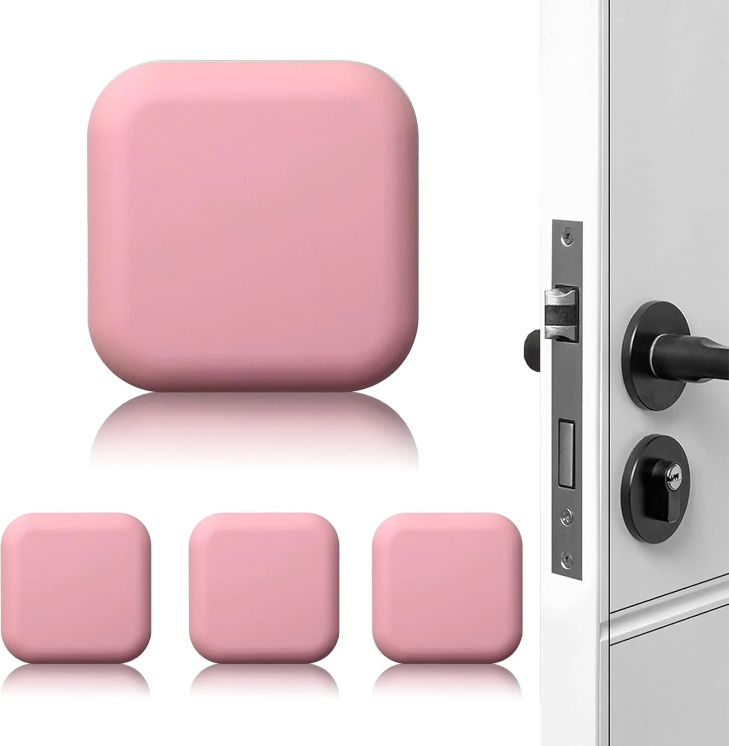 محافظ ضربه گیر درب KASTWAVE، بسته 4 عددی، پد لاستیکی نرم خود چسب برای درب، مناسب منزل و محل کار (صورتی)