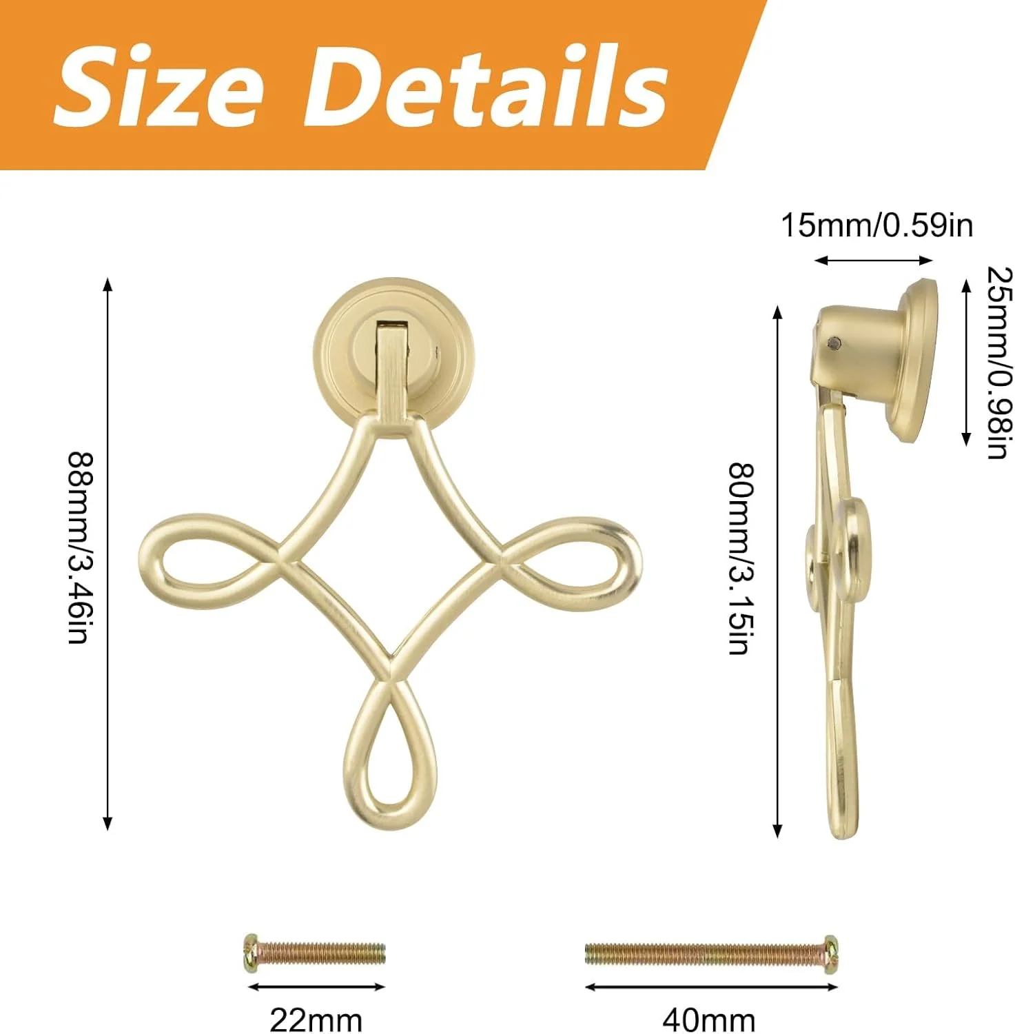 دستگیره کابینت طرح گره چینی KASTWAVE، 4 عدد دستگیره آویز طلایی جامد آلیاژ روی برای کابینت کشو درب مبلمان تزئینی دستگیره کابینت طرح گره چینی KASTWAVE، 4 عدد دستگیره آویز طلایی جامد آلیاژ روی برای کابینت کشو درب مبلمان تزئینی