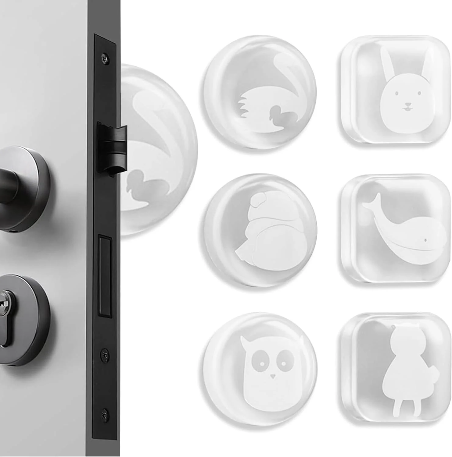 محافظ دیوار دستگیره درب KASTWAVE، بسته 6 عددی محافظ درب لاستیکی گرد شفاف، چسبندگی قوی، محافظ دیوار، بی صدا کننده، قابل استفاده مجدد، محافظ دستگیره درب، ضربه گیر محافظ درب