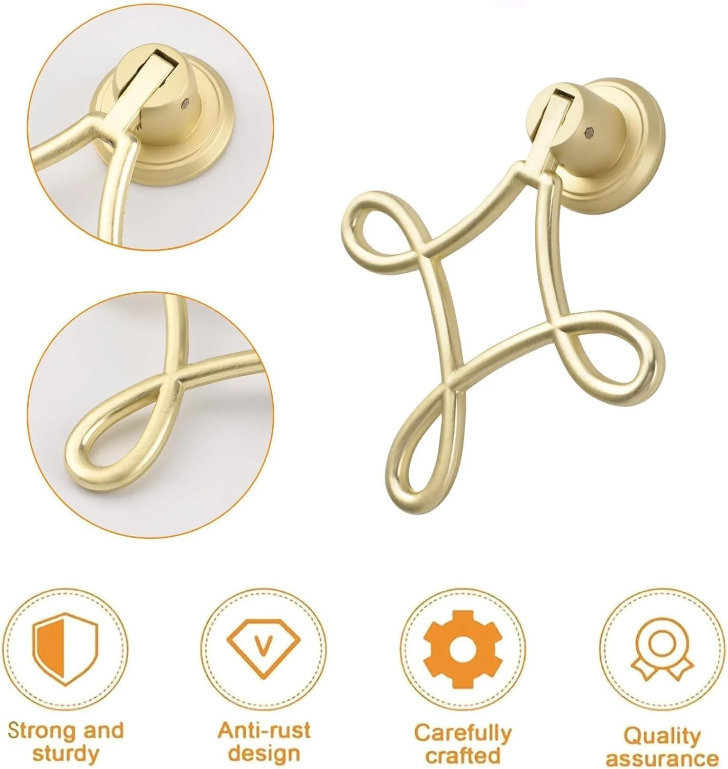 دستگیره های کابینت طرح گره چینی KASTWAVE، 4 عدد دستگیره آویز طلایی جامد آلیاژ روی برای کابینت کشو درب مبلمان تزئینی دستگیره های کابینت طرح گره چینی KASTWAVE، 4 عدد دستگیره آویز طلایی جامد آلیاژ روی برای کابینت کشو درب مبلمان تزئینی