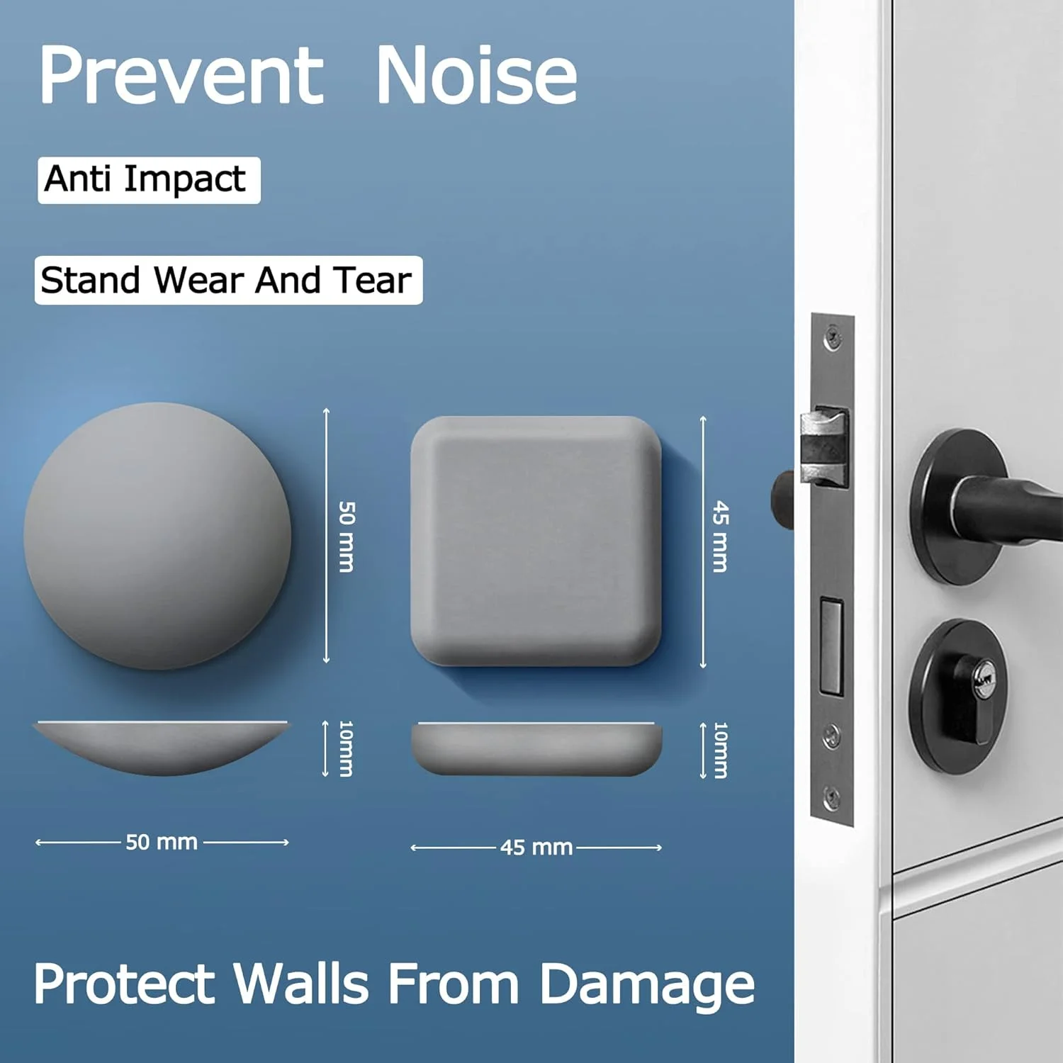 محافظ دیوار ضربه گیر درب کاست ویو، بسته 4 عددی، پد لاستیکی نرم خود چسب برای منزل و اداره (خاکستری) محافظ دیوار ضربه گیر درب کاست ویو، بسته 4 عددی، پد لاستیکی نرم خود چسب برای منزل و اداره (خاکستری)