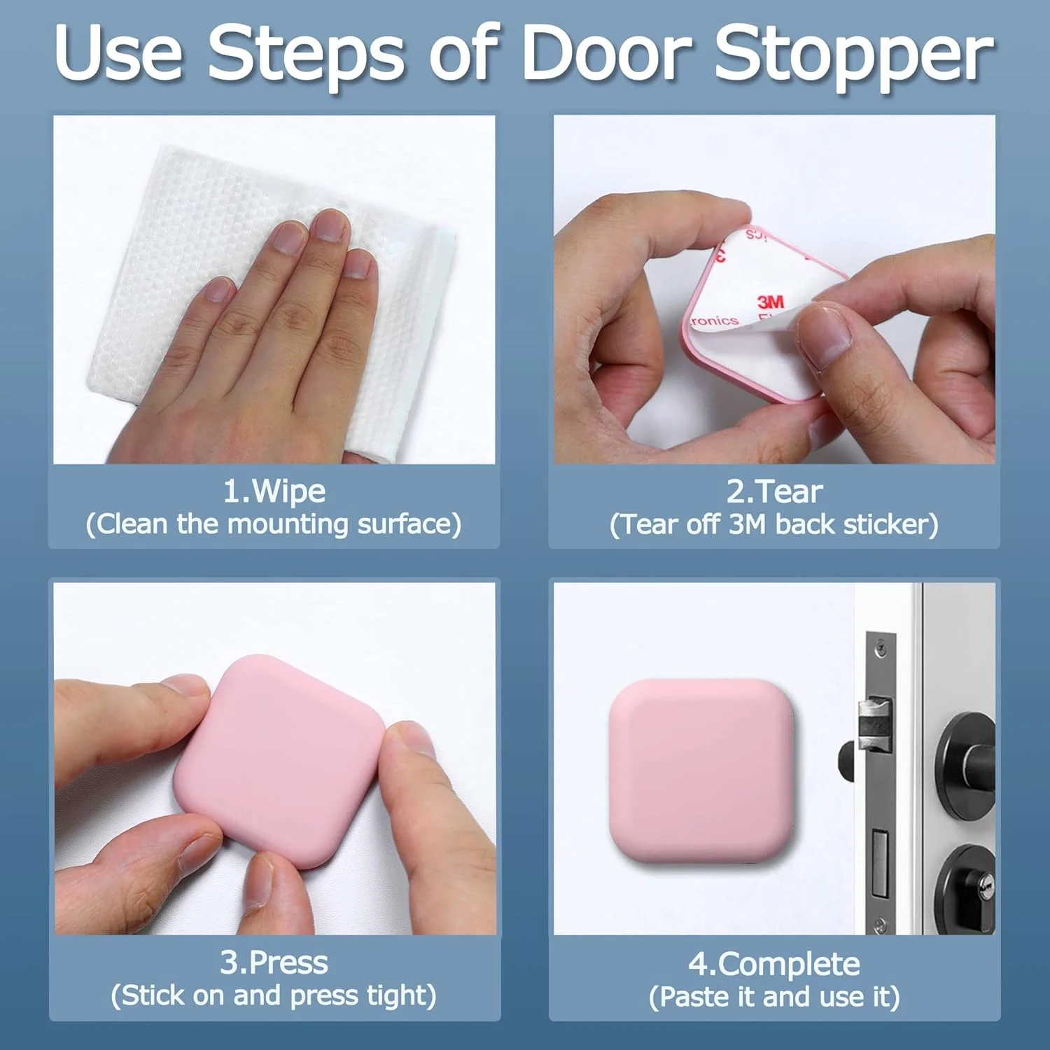 محافظ ضربه گیر درب KASTWAVE، بسته 4 عددی، پد لاستیکی نرم خود چسب برای درب، مناسب منزل و محل کار (صورتی) محافظ ضربه گیر درب KASTWAVE، بسته 4 عددی، پد لاستیکی نرم خود چسب برای درب، مناسب منزل و محل کار (صورتی)