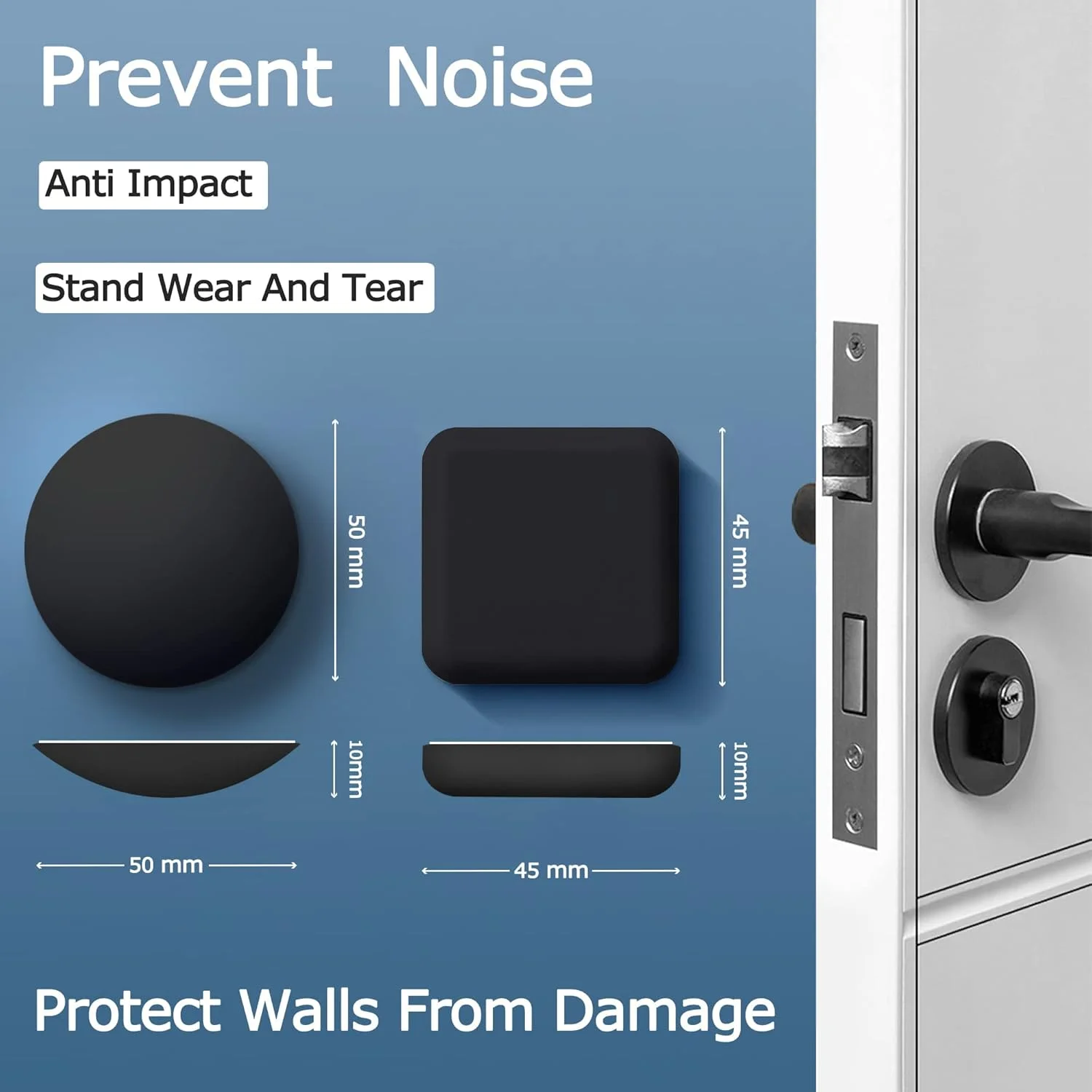محافظ دیوار ضربه گیر درب کاست ویو، بسته 4 عددی، پد لاستیکی نرم خود چسب برای منزل و محل کار (مشکی) محافظ دیوار ضربه گیر درب کاست ویو، بسته 4 عددی، پد لاستیکی نرم خود چسب برای منزل و محل کار (مشکی)