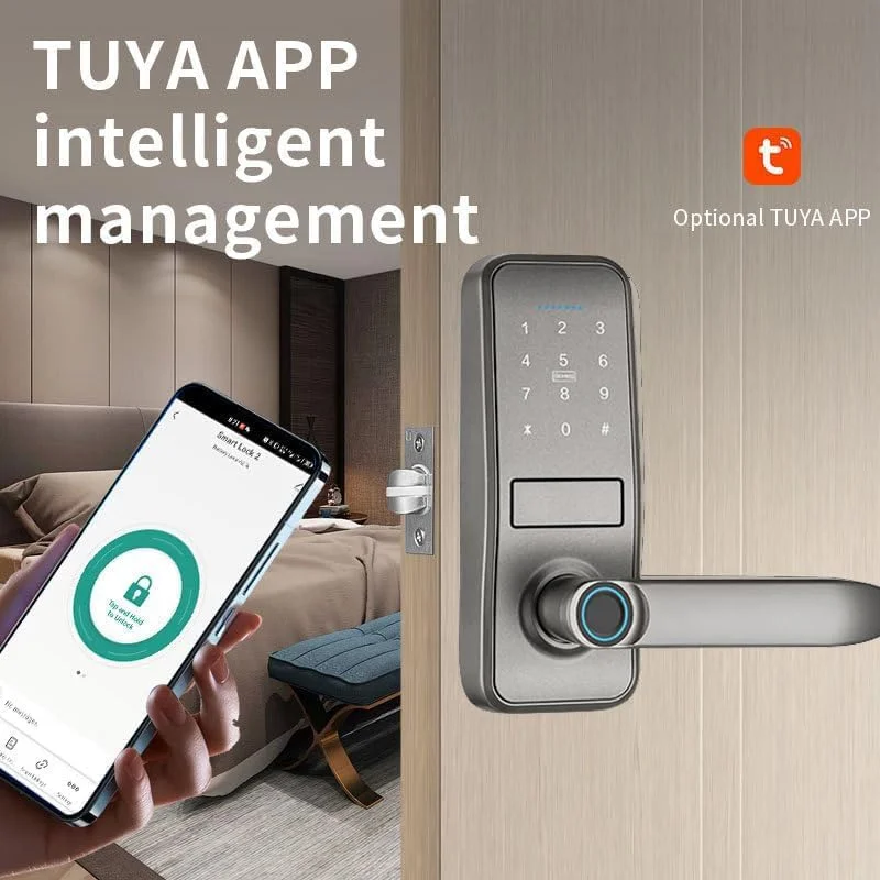 قفل هوشمند درب، قفل درب ورودی بدون کلید با دستگیره مشکی مات شیک، قفل ددبولت صفحه کلید الکترونیکی، صفحه کلید اثر انگشت و لمسی، قفل درب بیومتریک، قفل هوشمند بلوتوثی برای درب ورودی (مشکی) قفل هوشمند درب، قفل درب ورودی بدون کلید با دستگیره مشکی مات شیک، قفل ددبولت صفحه کلید الکترونیکی، صفحه کلید اثر انگشت و لمسی، قفل درب بیومتریک، قفل هوشمند بلوتوثی برای درب ورودی (مشکی)