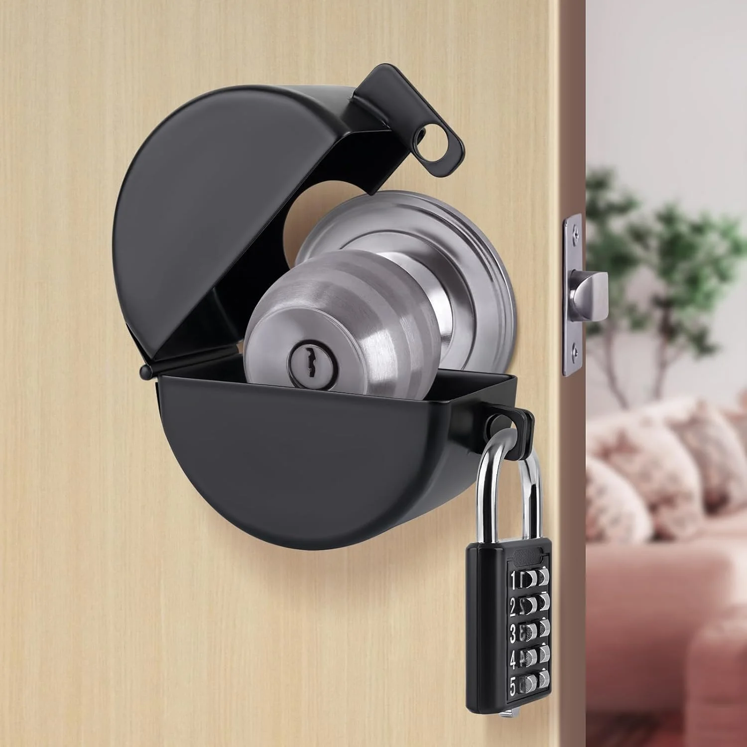 محافظ دستگیره در KASTWAVE با قفل ترکیبی، قابل استفاده مجدد و بسیار ایمن، جلوگیری از چرخش دستگیره و ورود به سوراخ کلید، مشکی