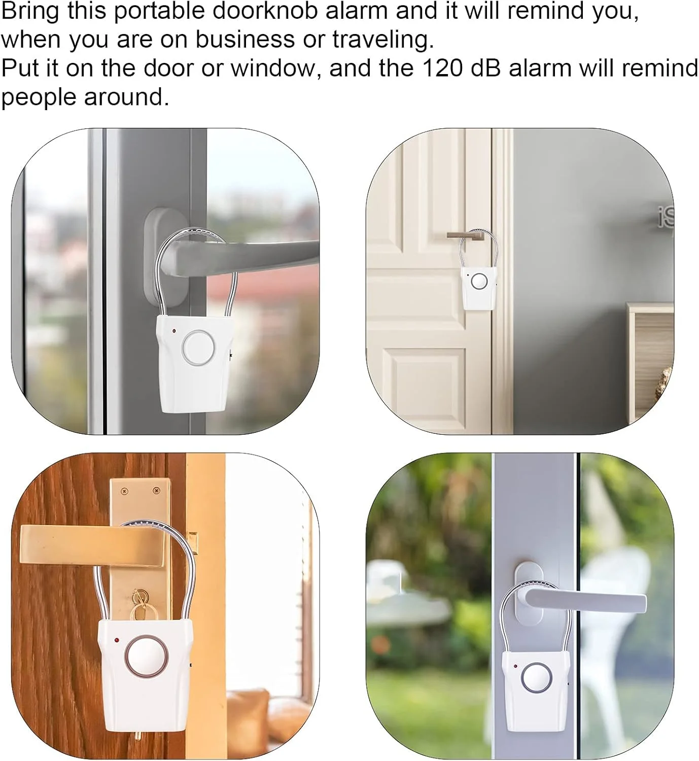 سنسور آلارم دستگیره درب KASTWAVE با صدای 120 دسی بل برای امنیت بیشتر در هتل ها و خانه ها، فعال سازی با لرزش، برد تا 3000 فوت سنسور آلارم دستگیره درب KASTWAVE با صدای 120 دسی بل برای امنیت بیشتر در هتل ها و خانه ها، فعال سازی با لرزش، برد تا 3000 فوت