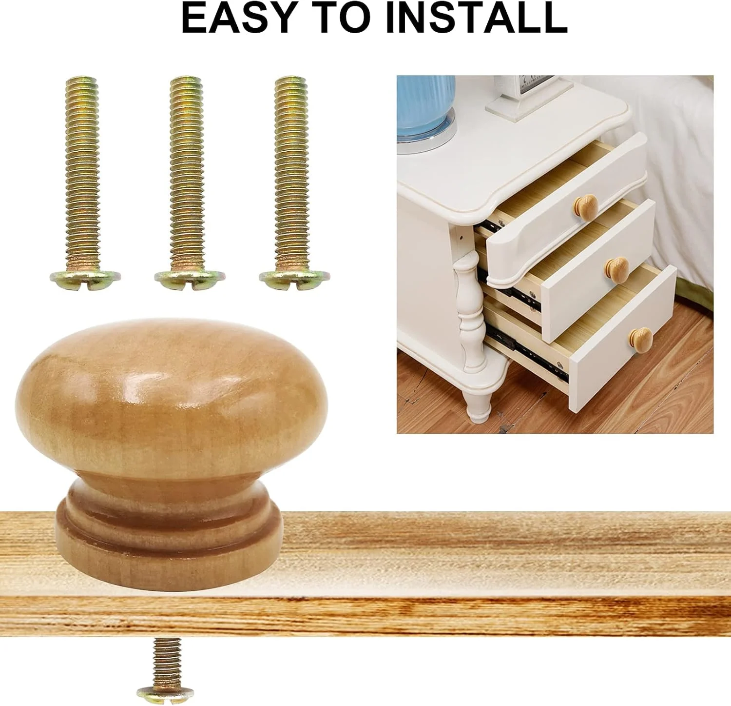 دستگیره های چوبی گرد کابینت KASTWAVE، کشو کمد لباس شکل قارچی (12 عدد، قطر: 3.4 سانتی متر، ارتفاع: 2.5 سانتی متر) دستگیره های چوبی گرد کابینت KASTWAVE، کشو کمد لباس شکل قارچی (12 عدد، قطر: 3.4 سانتی متر، ارتفاع: 2.5 سانتی متر)