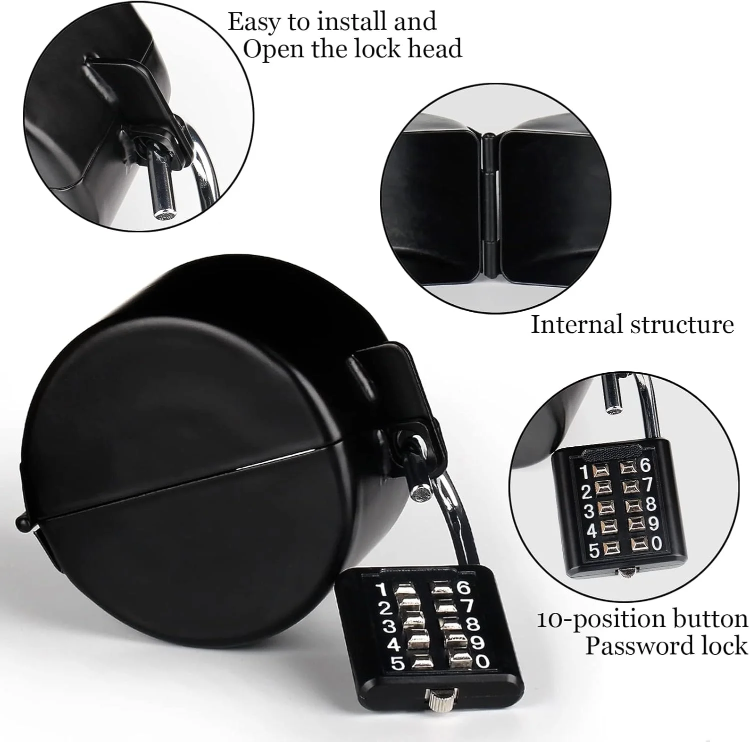 محافظ دستگیره در KASTWAVE با قفل ترکیبی، قابل استفاده مجدد و بسیار ایمن، جلوگیری از چرخش دستگیره و ورود به سوراخ کلید، مشکی محافظ دستگیره در KASTWAVE با قفل ترکیبی، قابل استفاده مجدد و بسیار ایمن، جلوگیری از چرخش دستگیره و ورود به سوراخ کلید، مشکی