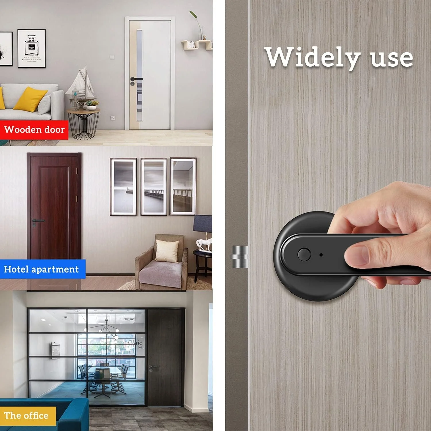 قفل اثر انگشتی درب KASTWAVE، قفل درب بدون کلید با شارژ USB و صفحه کلید بیومتریک، قفل دستگیره هوشمند درب مناسب برای اتاق خواب، دفاتر و سایر فضاهای خصوصی (مشکی) قفل اثر انگشتی درب KASTWAVE، قفل درب بدون کلید با شارژ USB و صفحه کلید بیومتریک، قفل دستگیره هوشمند درب مناسب برای اتاق خواب، دفاتر و سایر فضاهای خصوصی (مشکی)