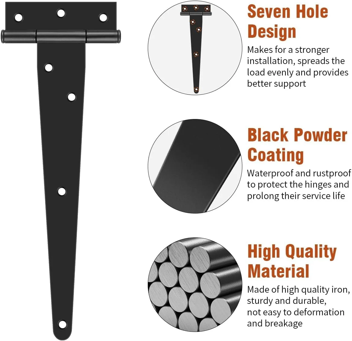 لولای T شکل درب سوله KASTWAVE، سایز 8 اینچ، مقاوم و سنگین، 4 عدد لولای مشکی T به همراه پیچ، لولای درب سوله، لولای دروازه برای درب چوبی باغ، پنجره، انبار لولای T شکل درب سوله KASTWAVE، سایز 8 اینچ، مقاوم و سنگین، 4 عدد لولای مشکی T به همراه پیچ، لولای درب سوله، لولای دروازه برای درب چوبی باغ، پنجره، انبار