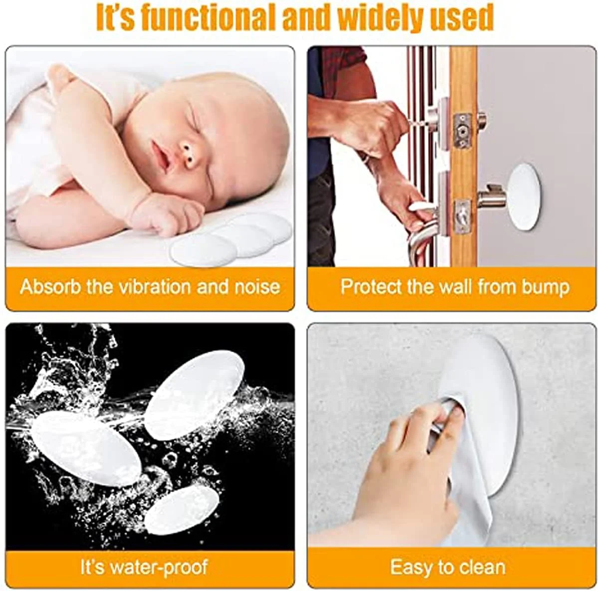 محافظ دیوار درب سیلیکونی KASTWAVE، بسته 8 عددی - محافظ های ضربه گیر خود چسب برای دستگیره های درب، دیوارها و یخچال ها - جلوگیری از آسیب و خراش محافظ دیوار درب سیلیکونی KASTWAVE، بسته 8 عددی - محافظ های ضربه گیر خود چسب برای دستگیره های درب، دیوارها و یخچال ها - جلوگیری از آسیب و خراش