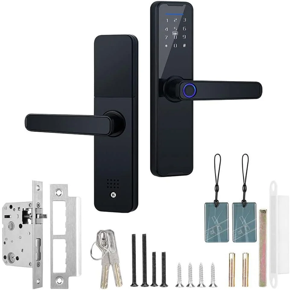 قفل درب اثر انگشتی هوشمند KASTWAVE با صفحه کلید و دستگیره - قفل الکترونیکی سازگار با برنامه Tuya برای امنیت خانه هوشمند