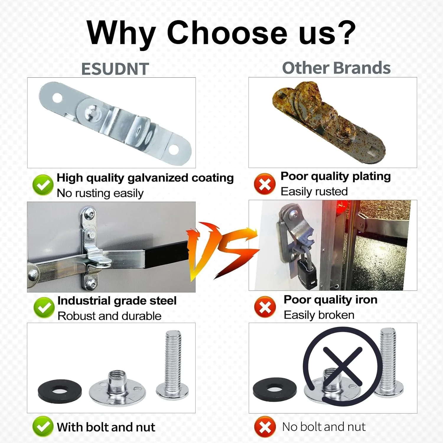 زبانه قفل درب تریلر حمل بار، با ساختار فولادی صنعتی، پیچ های اتصال و مهره های مقاوم در برابر آب، برای محکم کردن دستگیره های خودروهای مسابقه ای و خودروبرهای اتوماتیک، با روکش مقاوم در برابر خوردگی زبانه قفل درب تریلر حمل بار، با ساختار فولادی صنعتی، پیچ های اتصال و مهره های مقاوم در برابر آب، برای محکم کردن دستگیره های خودروهای مسابقه ای و خودروبرهای اتوماتیک، با روکش مقاوم در برابر خوردگی