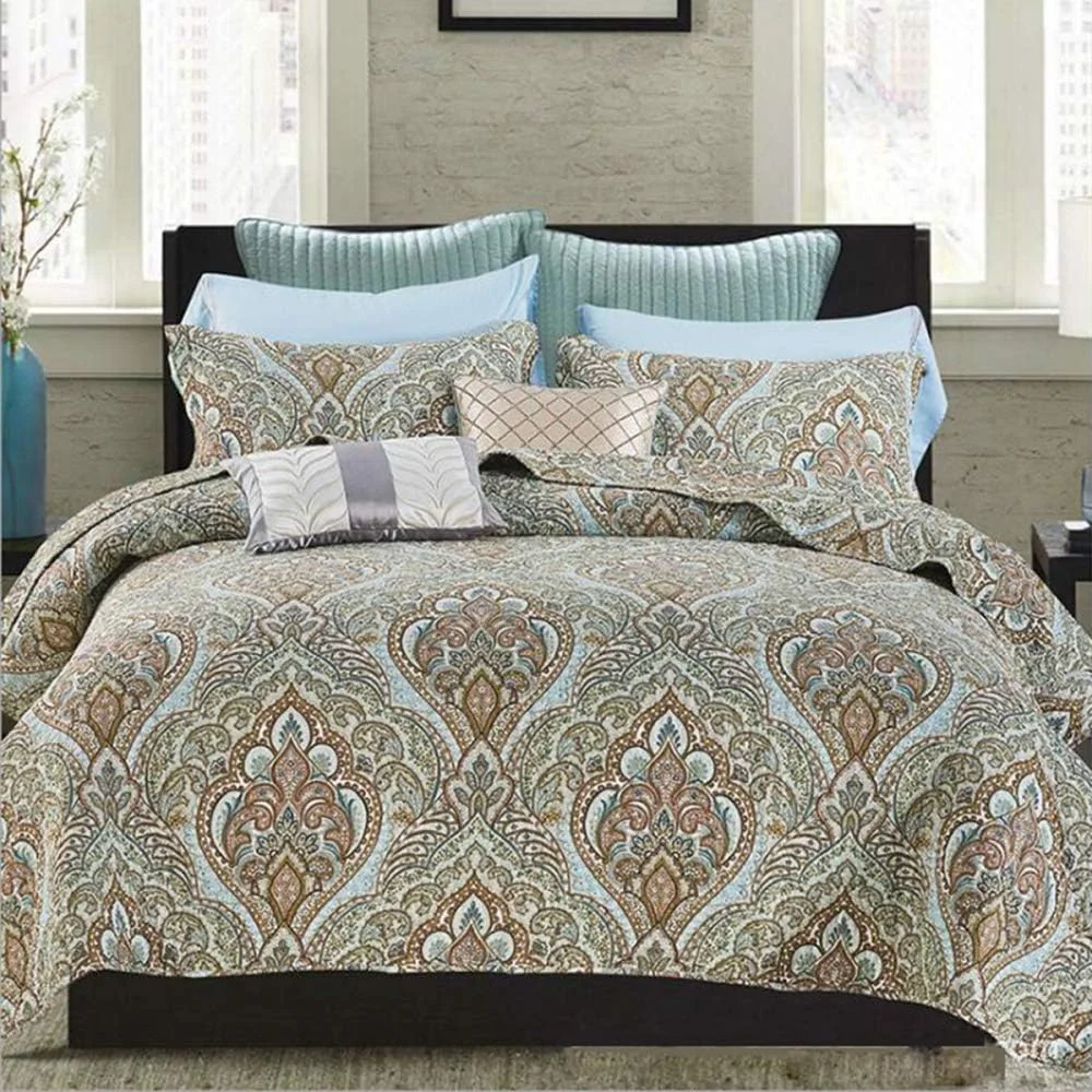 روتختی پنبه‌ای طرح‌دار تمکین، مناسب تخت دو نفره و کینگ سایز، شامل روتختی و 2 روبالشتی (3 تکه)، رنگ 6 - 230x250 سانتی‌متر