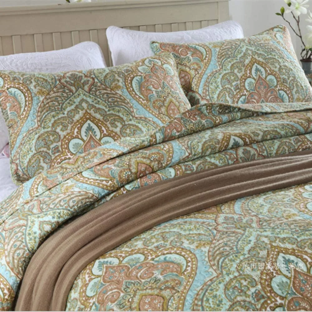 روتختی پنبه‌ای طرح‌دار تمکین، مناسب تخت دو نفره و کینگ سایز، شامل روتختی و 2 روبالشتی (3 تکه)، رنگ 6 - 230x250 سانتی‌متر