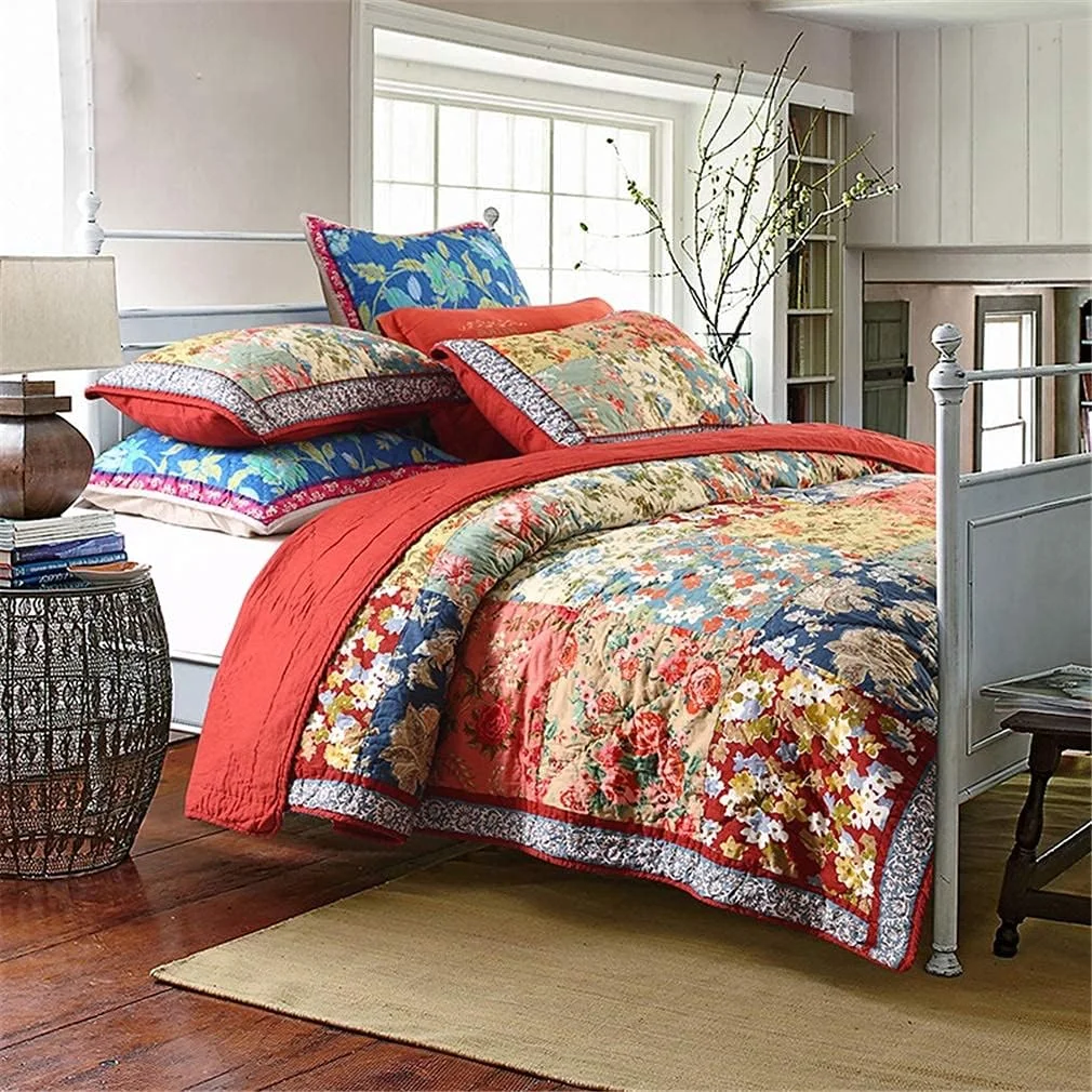 روتختی کینگ سایز طرح گل های قدیمی، ابعاد 235x265 سانتی متر، پنبه ای، تکه دوزی شده، مناسب تخت دو نفره، شامل 3 تکه: لحاف نرم و 2 عدد روبالشی روتختی کینگ سایز طرح گل های قدیمی، ابعاد 235x265 سانتی متر، پنبه ای، تکه دوزی شده، مناسب تخت دو نفره، شامل 3 تکه: لحاف نرم و 2 عدد روبالشی