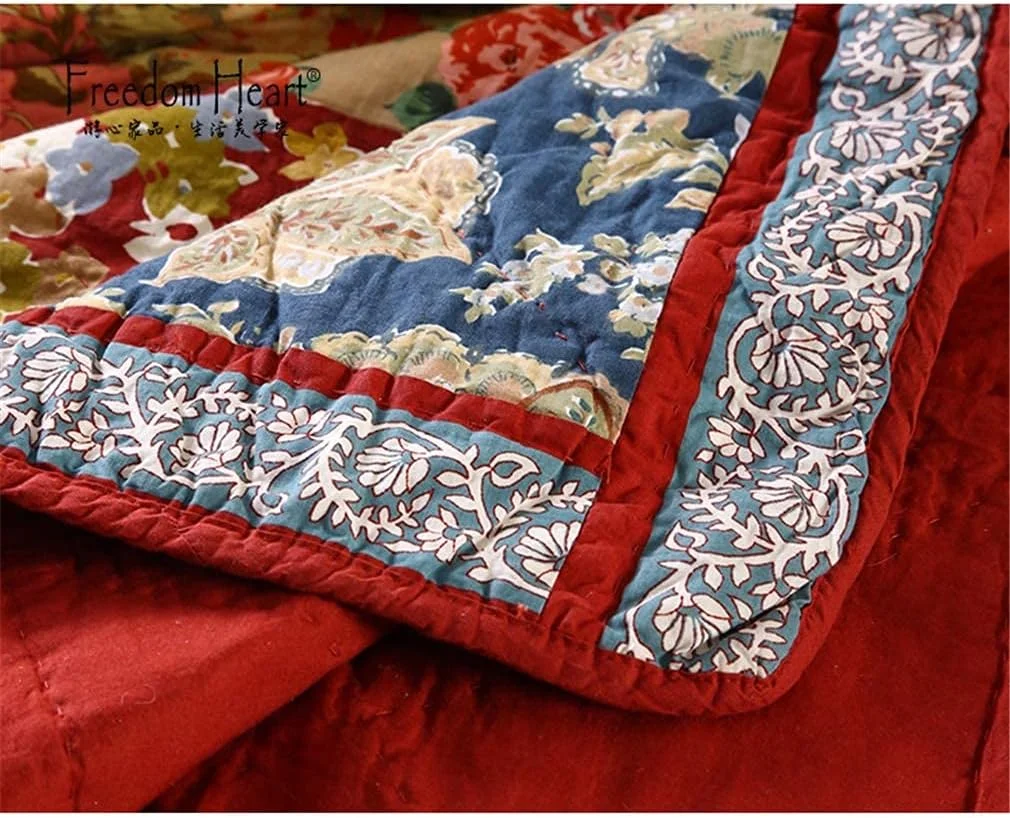 روتختی کینگ سایز طرح گل های قدیمی، ابعاد 235x265 سانتی متر، پنبه ای، تکه دوزی شده، مناسب تخت دو نفره، شامل 3 تکه: لحاف نرم و 2 عدد روبالشی روتختی کینگ سایز طرح گل های قدیمی، ابعاد 235x265 سانتی متر، پنبه ای، تکه دوزی شده، مناسب تخت دو نفره، شامل 3 تکه: لحاف نرم و 2 عدد روبالشی