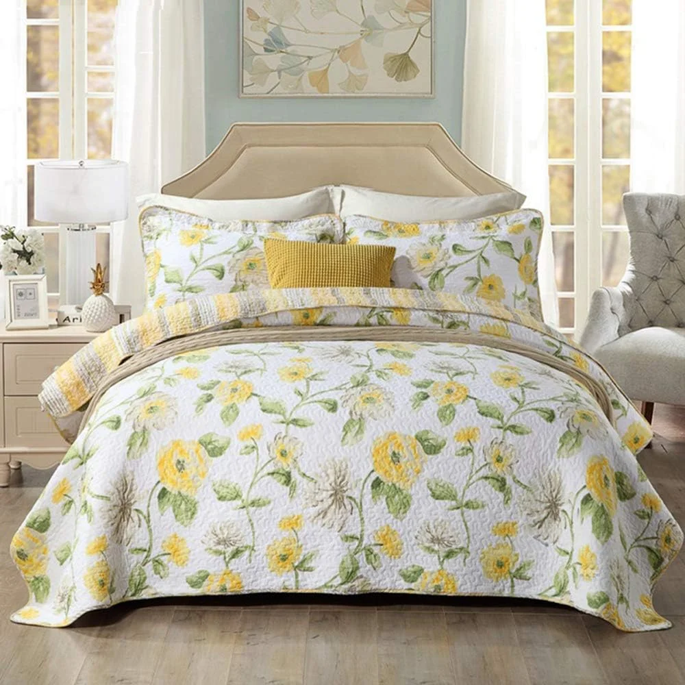 روتختی پنبه‌ای طرح‌دار دونفره و کینگ سایز، لحاف روتختی و 2 روبالشتی (3 تکه)، رنگ 6 - 230x250 سانتی‌متر