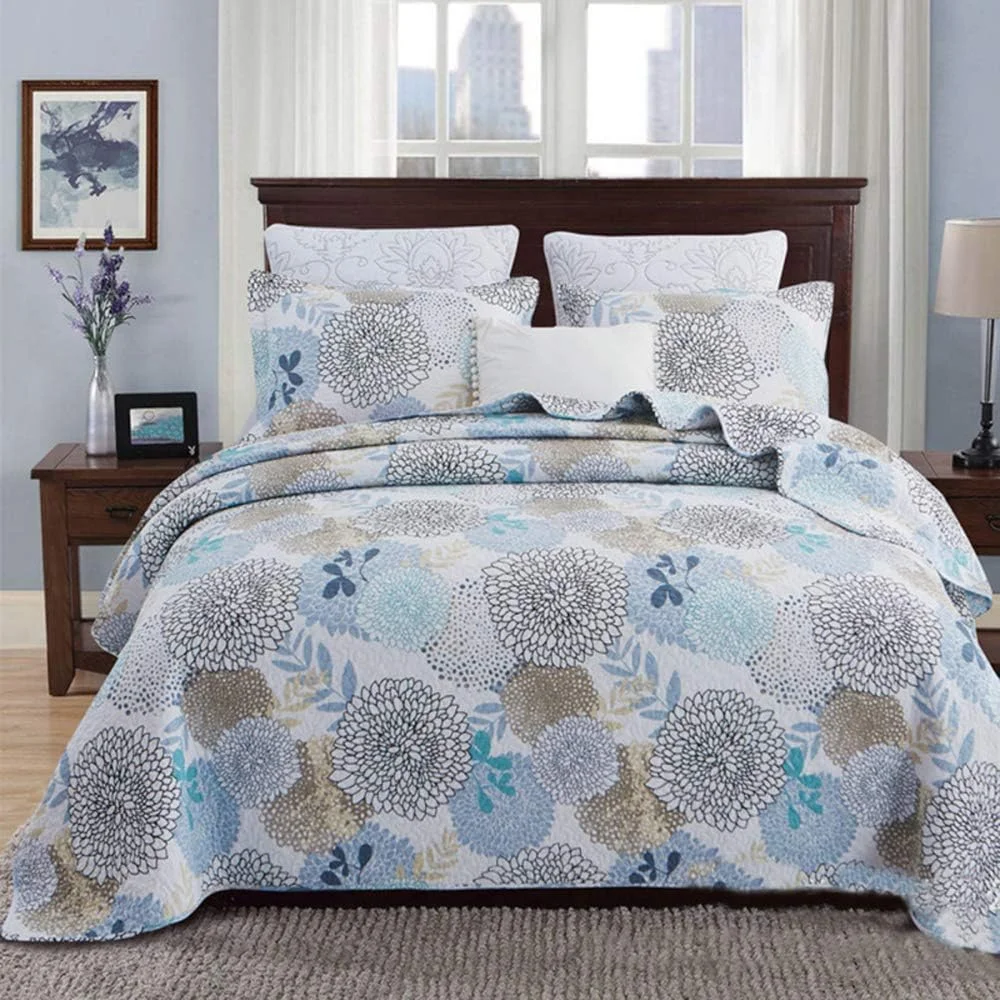 روتختی پنبه‌ای طرح‌دار مناسب تخت دو نفره و کینگ سایز، لحاف روتختی و 2 روبالشتی (3 تکه)، رنگ 6 - 230x250 سانتی‌متر