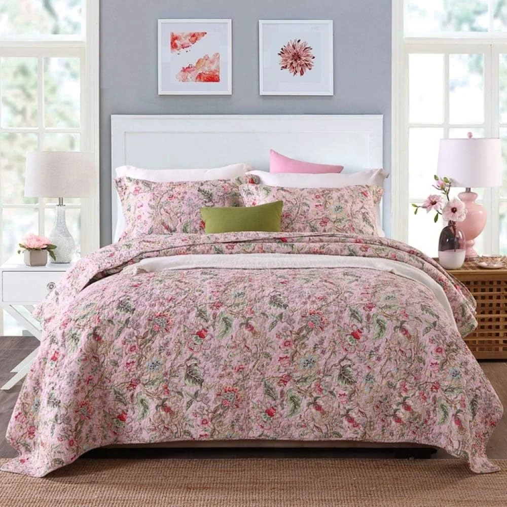 روتختی پنبه‌ای طرح‌دار تمکین، مناسب تخت دو نفره و کینگ سایز، شامل روتختی و دو روبالشتی (3 تکه)، رنگ 6 - 230x250 سانتی‌متر