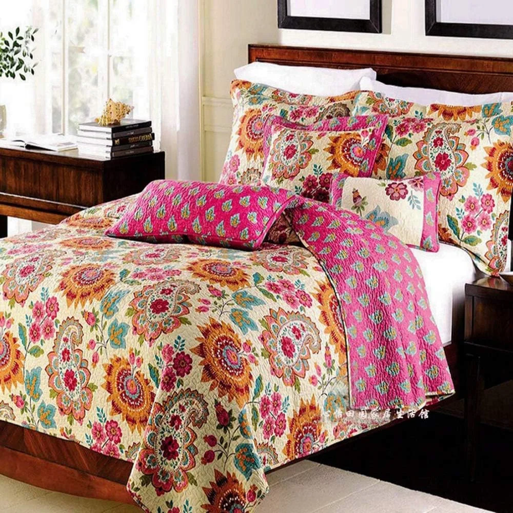 روتختی پنبه‌ای طرح‌دار مناسب تخت دو نفره و کینگ سایز، لحاف روتختی و 2 روبالشتی (3 تکه)، رنگ 6 - 230x250 سانتی‌متر