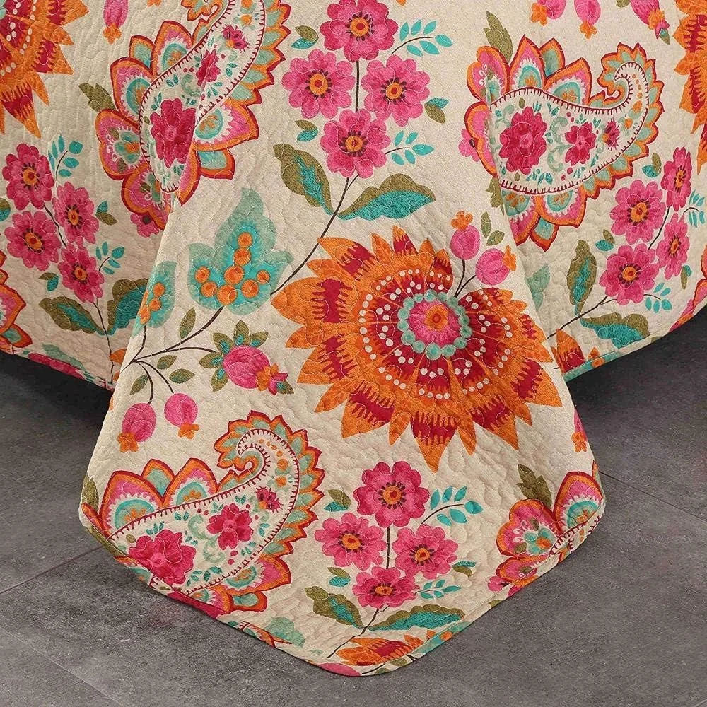 روتختی پنبه‌ای طرح‌دار مناسب تخت دو نفره و کینگ سایز، لحاف روتختی و 2 روبالشتی (3 تکه)، رنگ 6 - 230x250 سانتی‌متر