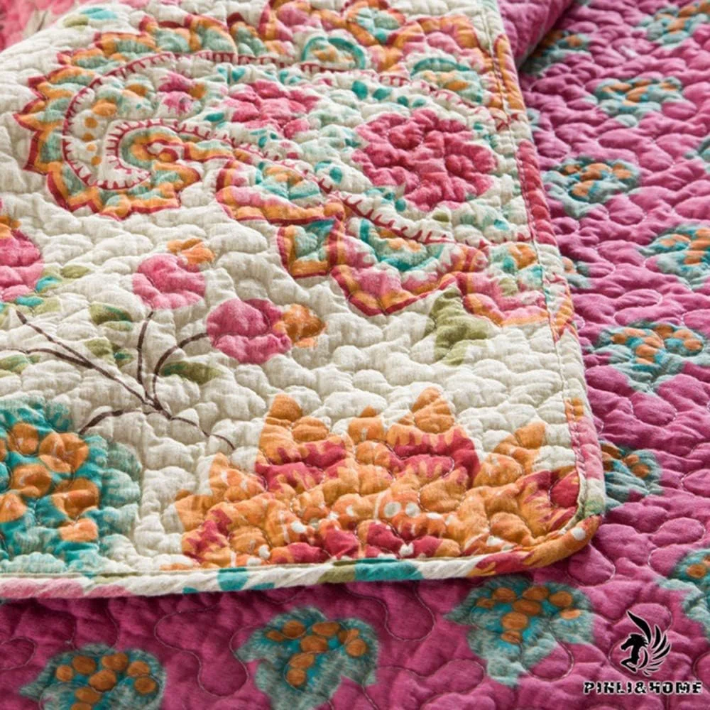 روتختی پنبه‌ای طرح‌دار مناسب تخت دو نفره و کینگ سایز، لحاف روتختی و 2 روبالشتی (3 تکه)، رنگ 6 - 230x250 سانتی‌متر