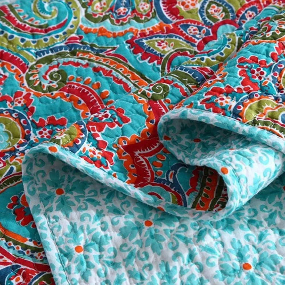 روتختی پنبه‌ای طرح‌دار تمکین، مناسب برای تخت‌های دو نفره و کینگ سایز، شامل روتختی و دو روبالشی (3 تکه)، رنگ 6 - 230x250 سانتی‌متر