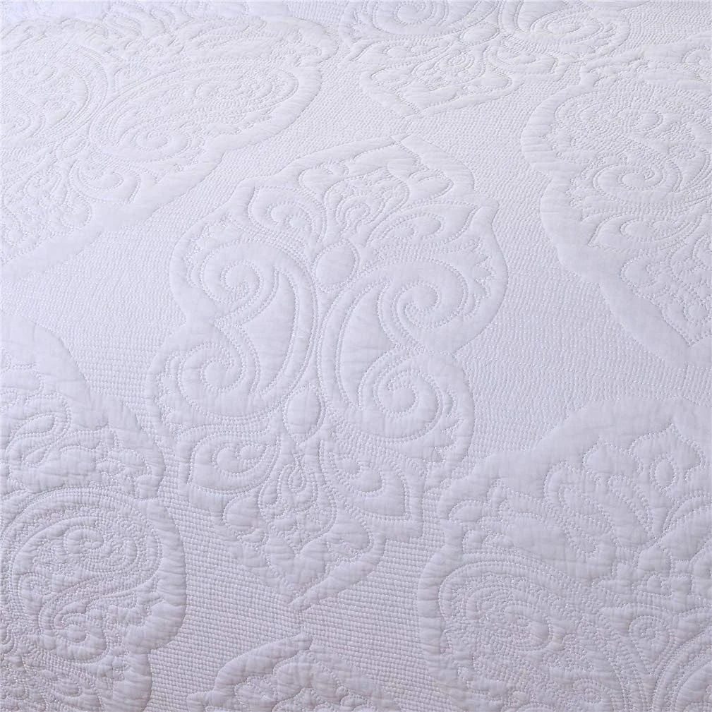 روتختی دو نفره طرح دار 230x250 سانتی متر - طرح سبد بافت، رو تختی تزئینی سبک وزن، روتختی میکروفایبر مدرن، سفید