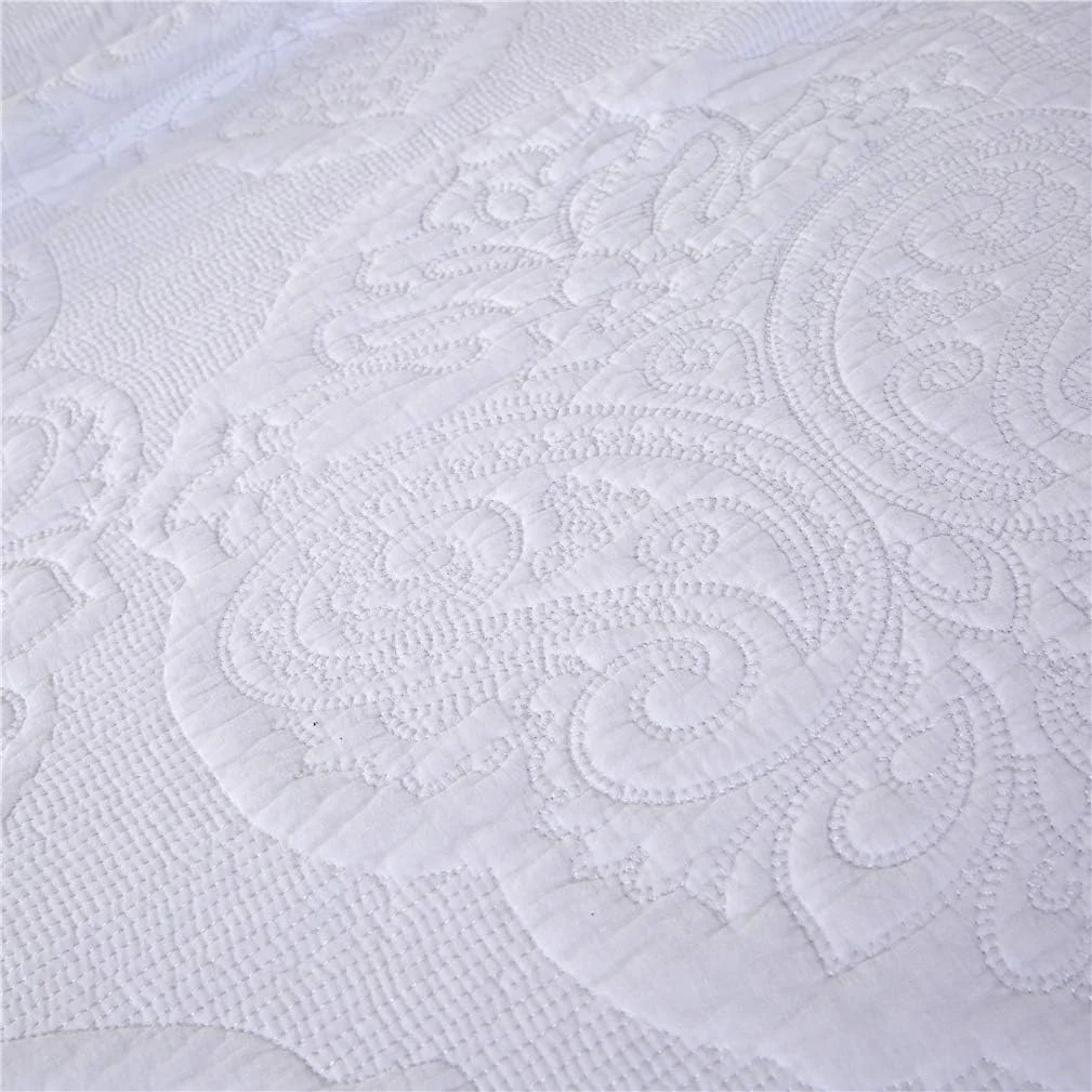 روتختی دو نفره طرح دار 230x250 سانتی متر - طرح سبد بافت، رو تختی تزئینی سبک وزن، روتختی میکروفایبر مدرن، سفید