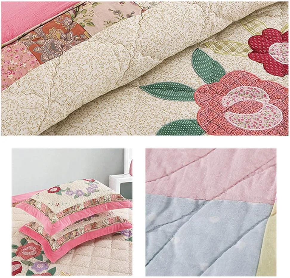 روتختی طرح دار دو نفره سایز کینگ با تکه دوزی و گلدوزی، ست کاور تخت خواب 3 تکه، A-150CM210CM, A-150CM*210CM