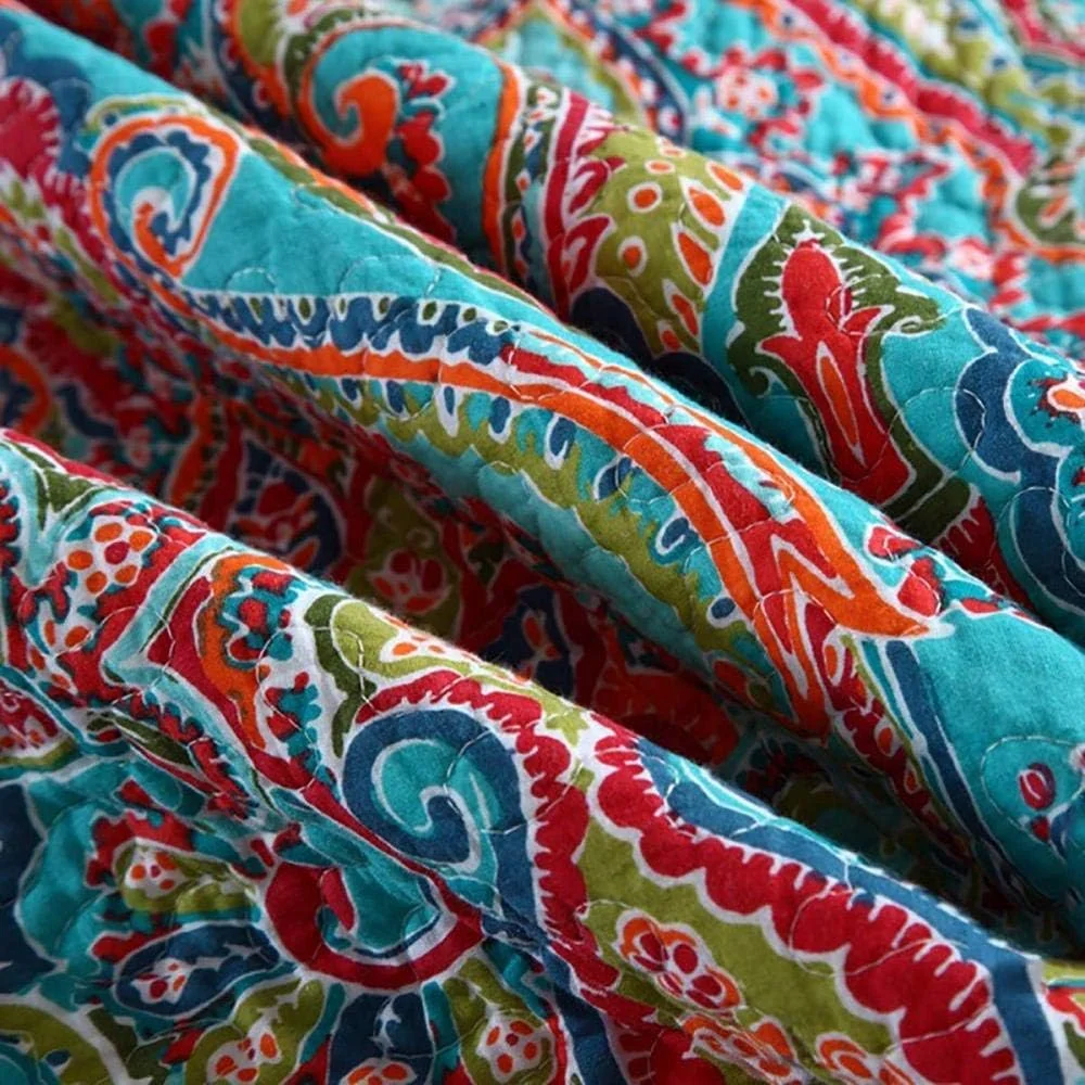 روتختی پنبه‌ای طرح‌دار تمکین، مناسب برای تخت‌های دو نفره و کینگ سایز، شامل روتختی و دو روبالشی (3 تکه)، رنگ 6 - 230x250 سانتی‌متر