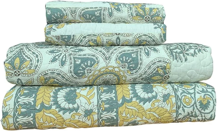 روتختی لحافدوزی شده دستساز، طرح تکهدوزی، چاپ شسته شده، لحاف چهارخانه، ست روتختی 3 تکه به همراه 2 روبالشی سایز کینگ روتختی لحافدوزی شده دستساز، طرح تکهدوزی، چاپ شسته شده، لحاف چهارخانه، ست روتختی 3 تکه به همراه 2 روبالشی سایز کینگ