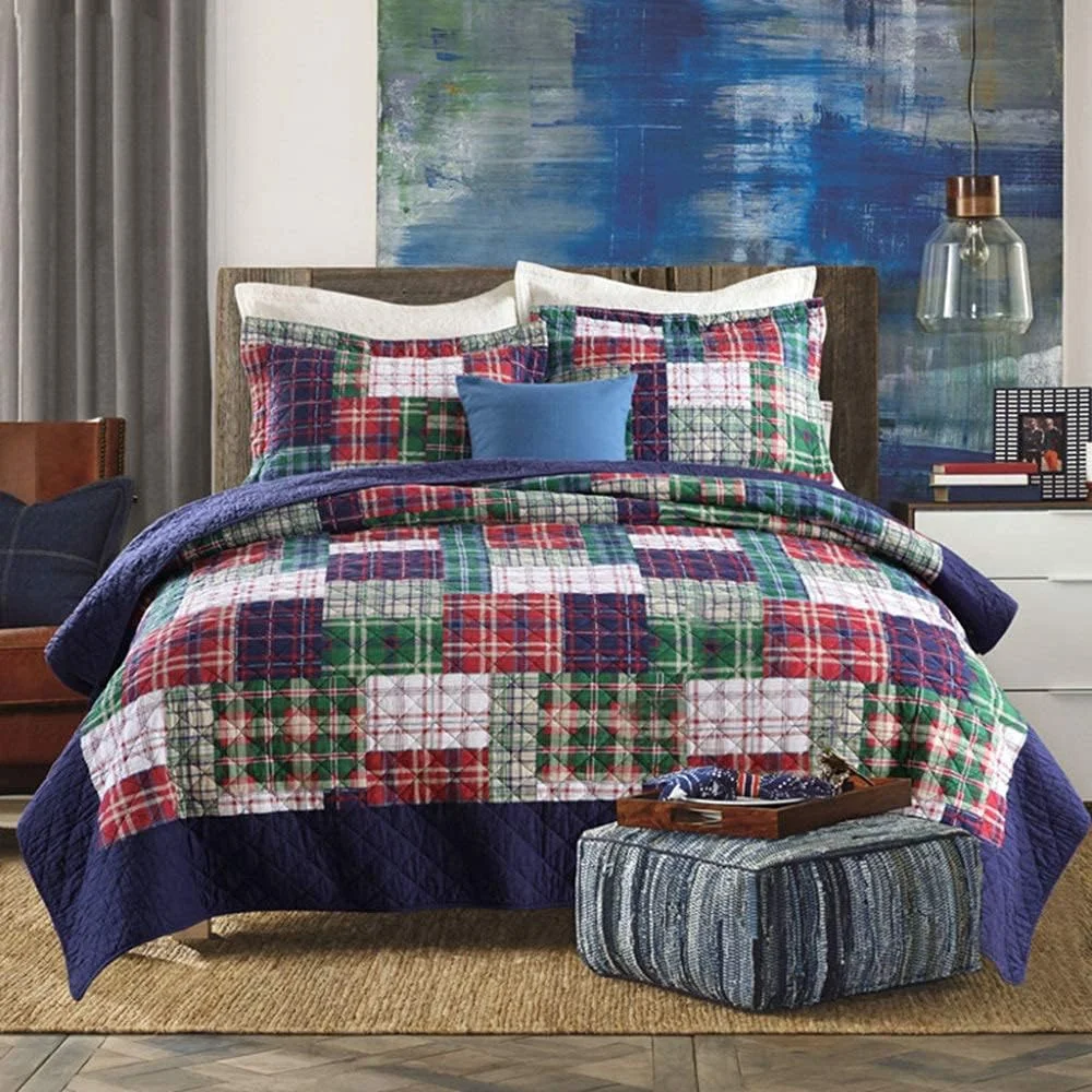 روتختی طرح دار دو نفره سایز بزرگ، لحاف تکه دوزی شده پنبه ای چاپی 230 در 250 سانتی متر، ست رو تختی 3 تکه، ملحفه ضخیم، لحاف