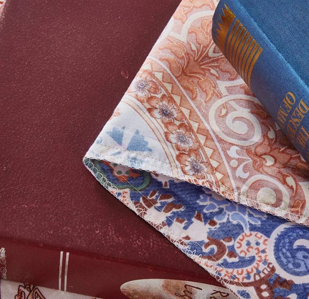 روتختی طرح دار با روبالشتی لبه پهن، بافت ساده، لحاف طرح چاپی، روتختی پنبه ای ست 4 تکه - طرح ب (طرح ای) (طرح سی)