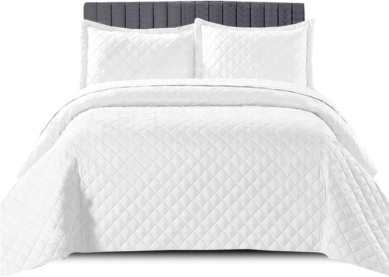 روتختی لحافی طرح‌دار برای دکور اتاق خواب - لحاف سبک وزن با طرح برجسته گرم و لوکس، ست کامل روتختی به همراه روبالشی (کینگ، سفید)