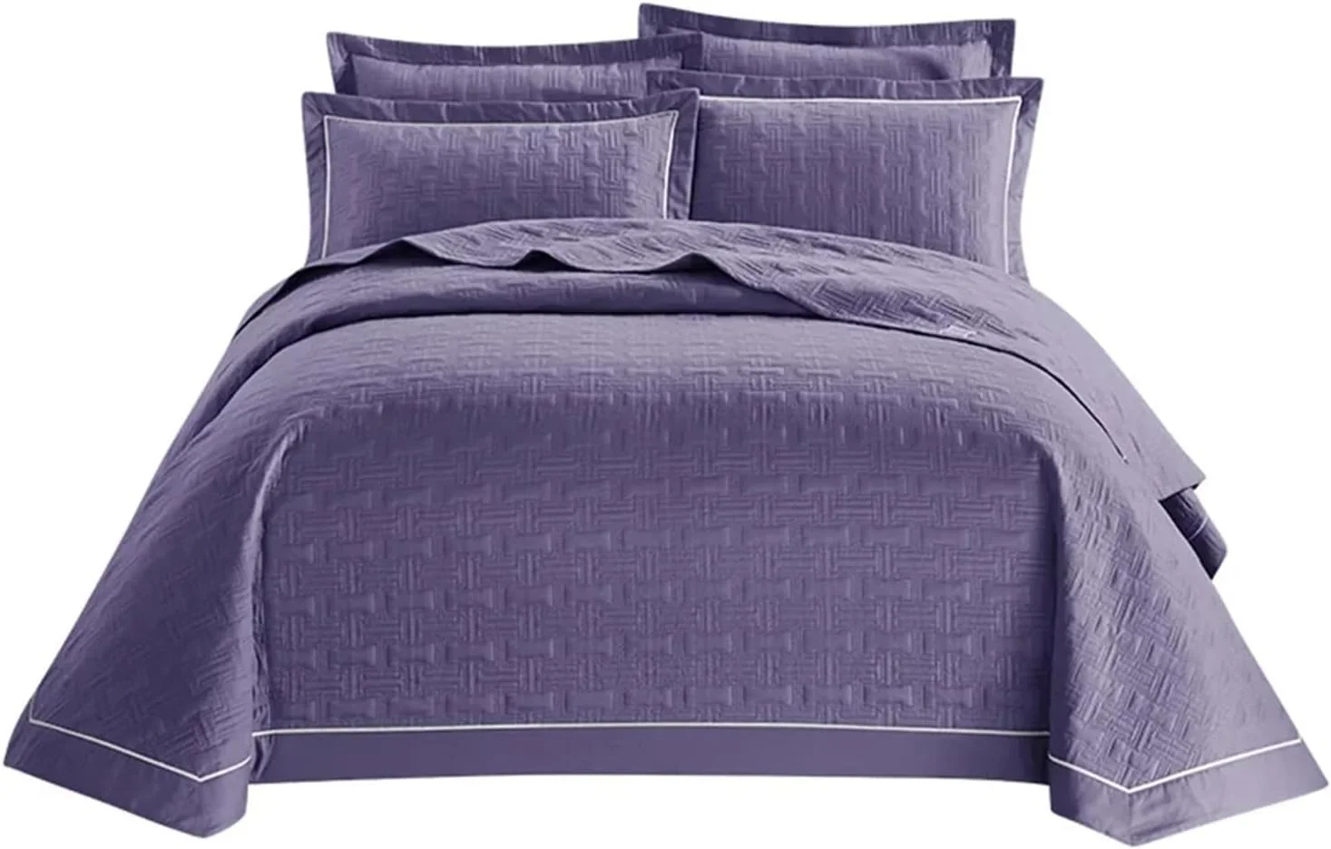 ست روتختی لحاف دار، ست ملحفه پنبه ای ضخیم و رو تختی یا روبالشتی، ملحفه تخت خواب رنگ ثابت (بنفش کینگ)