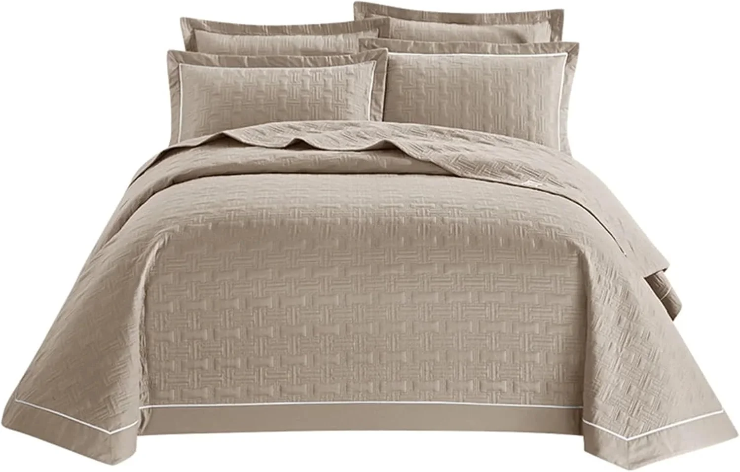 ست لحاف روتختی، ست ملحفه پنبه ای ضخیم یا روبالشی، روتختی و ملحفه رنگ ثابت (بژ کوئین)