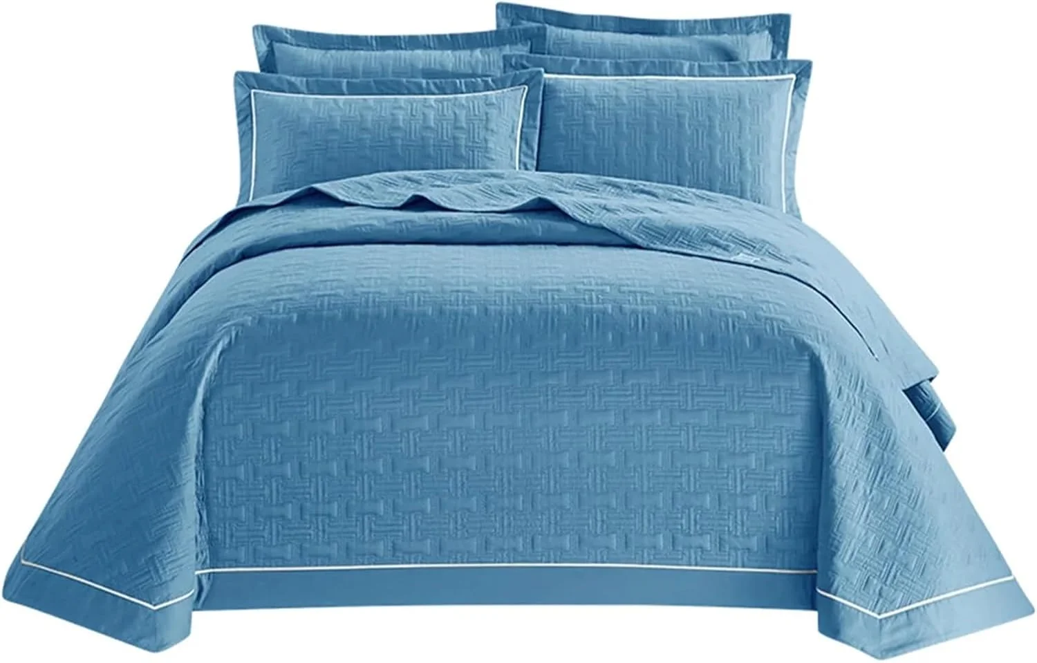 ست روتختی لحاف دار، ست ملحفه پنبه ای ضخیم یا روبالشی، ملحفه تخت خواب رنگ ثابت (آبی ملکه)