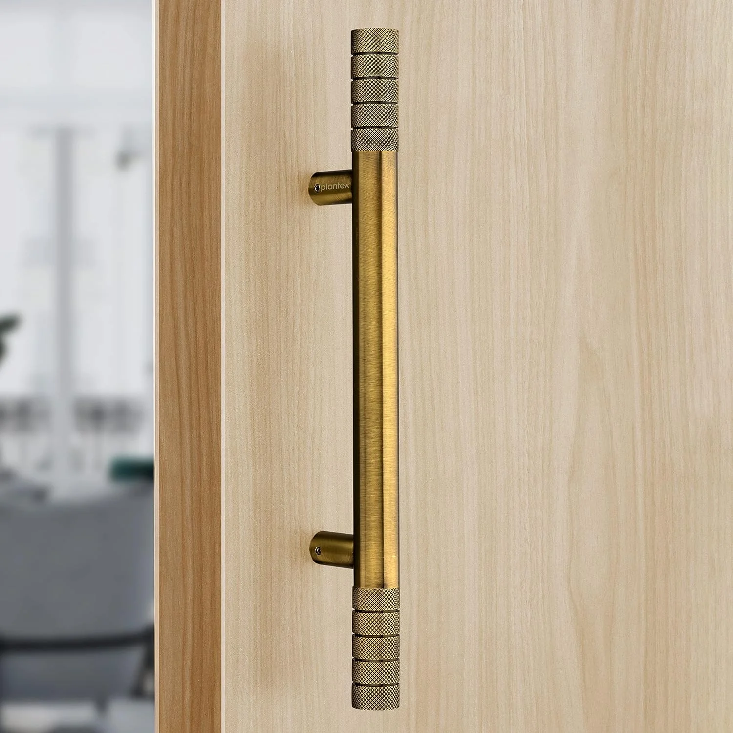 دستگیره درب ورودی پلنتکس / دکوراسیون درب و منزل / دستگیره درب ورودی 14 اینچی / دستگیره کششی-فشاری - بسته 1 عددی (APS-118، برنجی عتیقه)