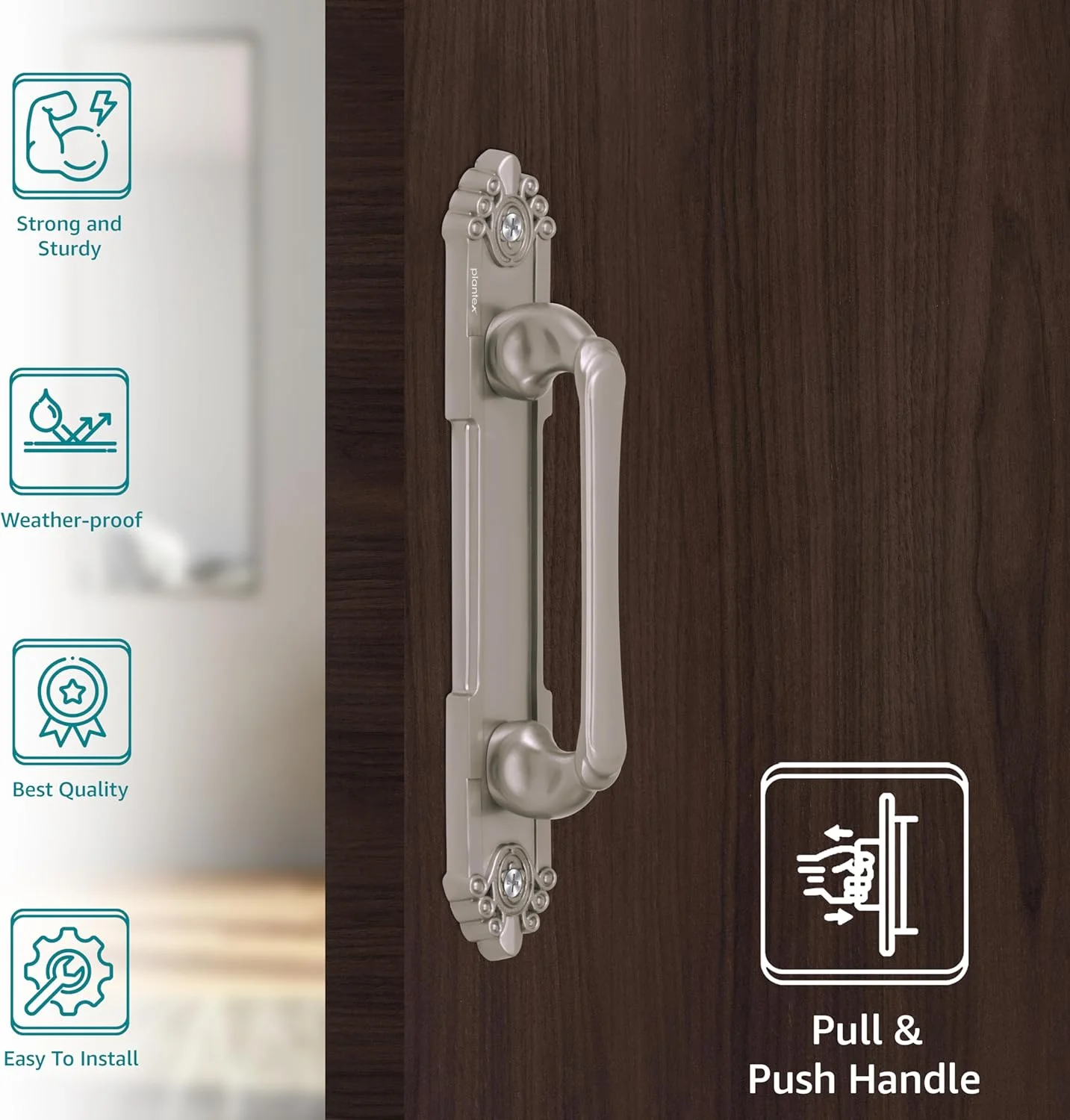 دستگیره درب اصلی سنگین Plantex / دستگیره درب 8 اینچی / دستگیره کششی-فشاری درب برای خانه / هتل - بسته 1 عددی (294، پرداخت ساتن، نقره ای) دستگیره درب اصلی سنگین Plantex / دستگیره درب 8 اینچی / دستگیره کششی-فشاری درب برای خانه / هتل - بسته 1 عددی (294، پرداخت ساتن، نقره ای)