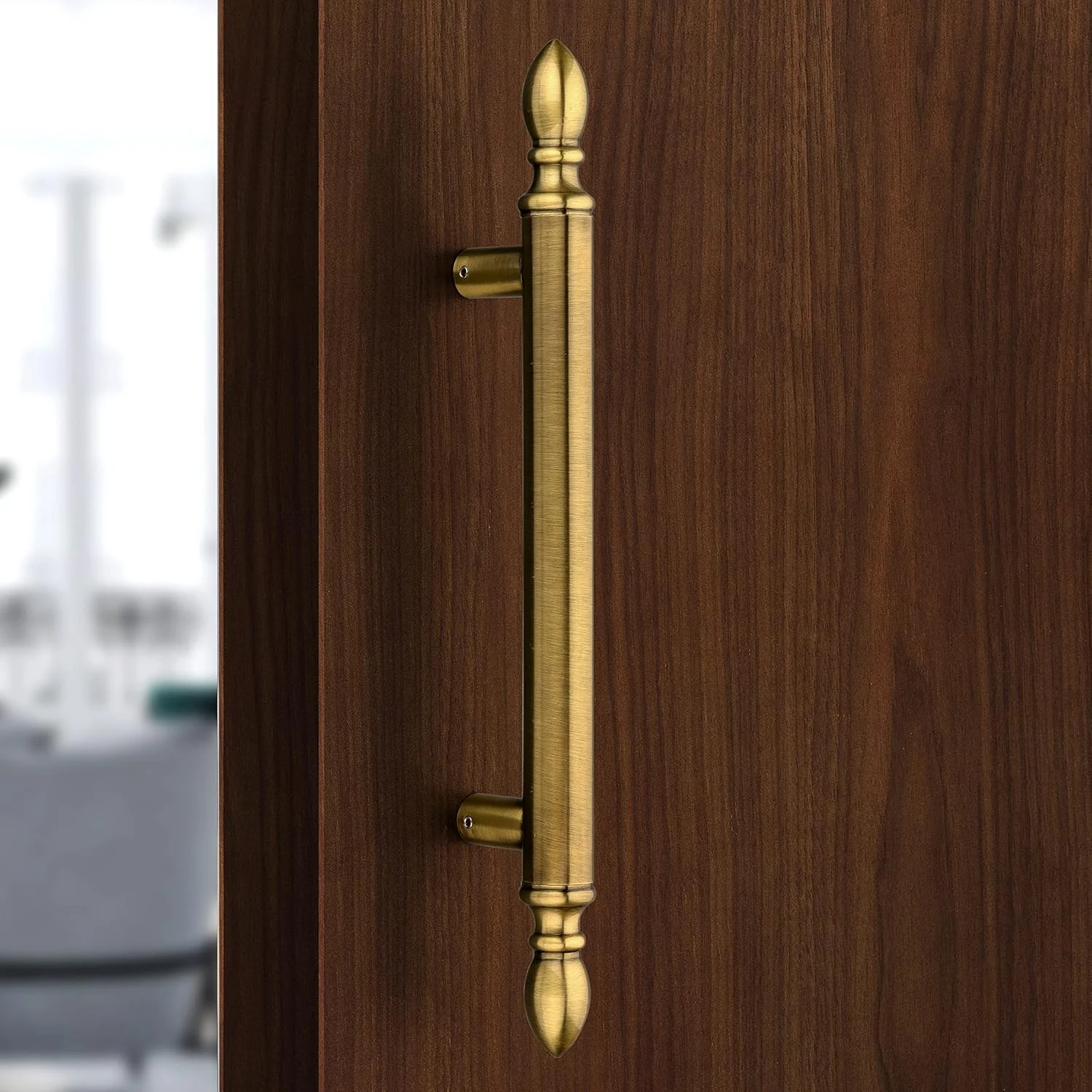 دستگیره درب اصلی Plantex Altros / دستگیره درب 35 سانتی متری برای درب اصلی / دستگیره کششی هل دهنده عتیقه / دکوراسیون منزل و درب / بسته 1 عددی (106، روکش برنجی عتیقه)