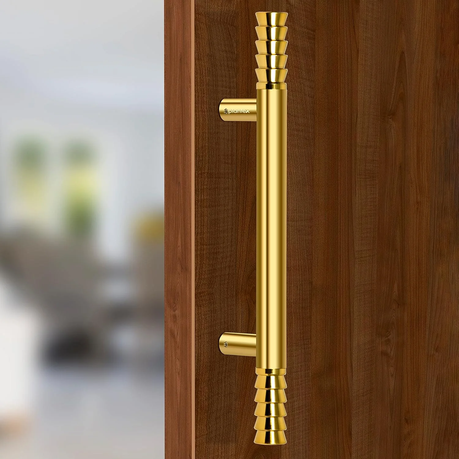 دستگیره درب اصلی Plantex مدل Golden Lotus با طول 35 سانتیمتر، مناسب برای درب منزل، شیشه ای و چوبی، دستگیره کششی-فشاری، بسته 1 عددی (طلایی)