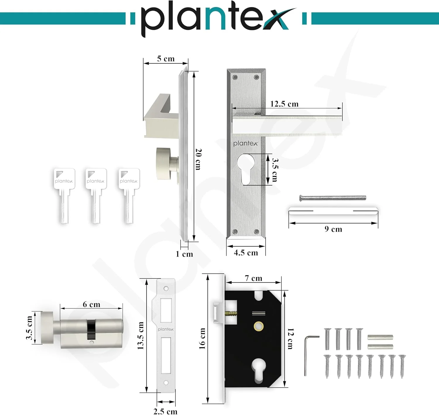 دستگیره قفل درب سنگین Plantex - ست دستگیره قفل درب اصلی / مکانیزم قفل 6 زبانه / قفل زبانه ای با 3 کلید، بدنه و سیلندر قفل برنجی (8081 - کروم و مات) دستگیره قفل درب سنگین Plantex - ست دستگیره قفل درب اصلی / مکانیزم قفل 6 زبانه / قفل زبانه ای با 3 کلید، بدنه و سیلندر قفل برنجی (8081 - کروم و مات)