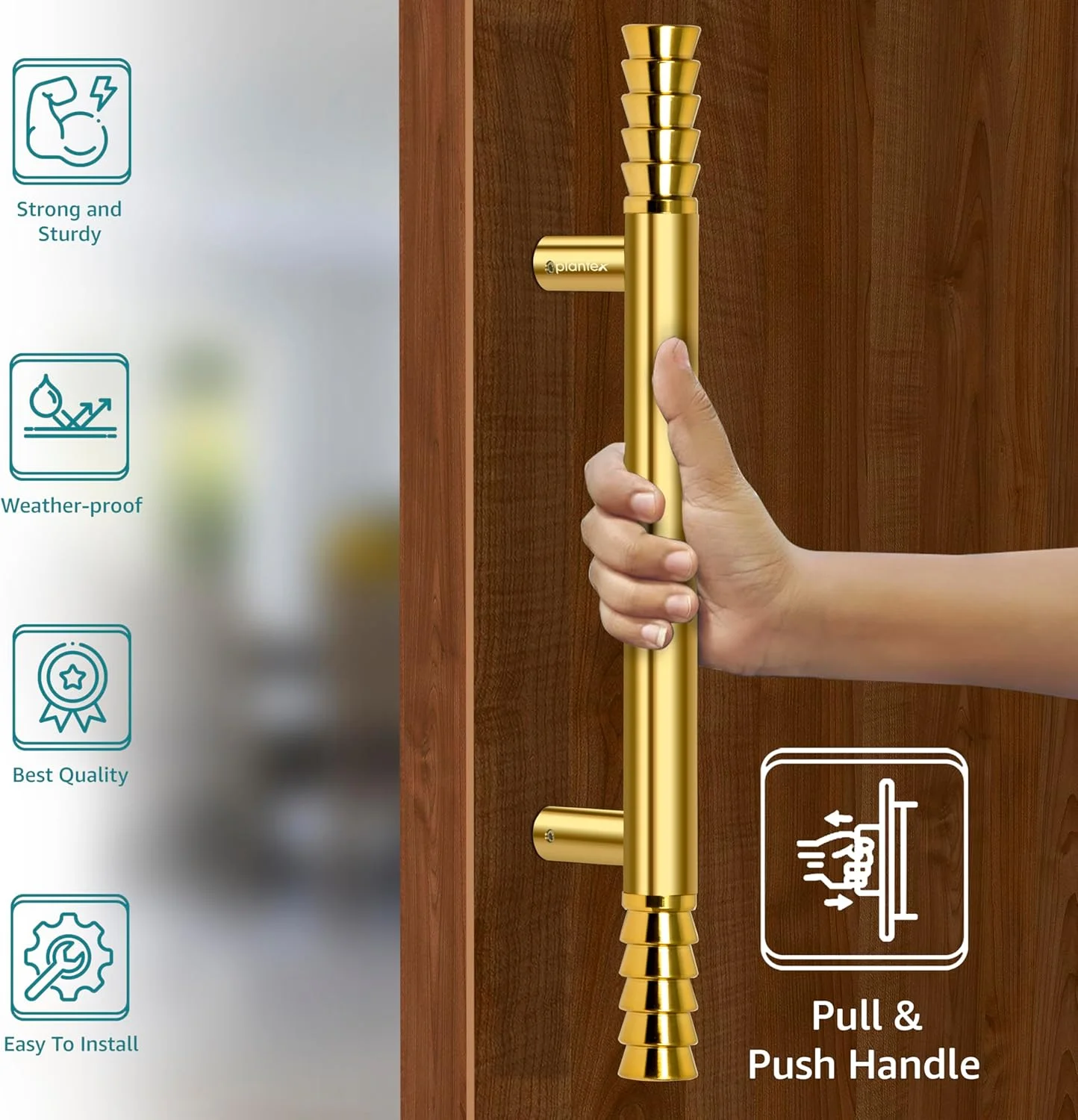 دستگیره درب اصلی Plantex مدل Golden Lotus با طول 35 سانتیمتر، مناسب برای درب منزل، شیشه ای و چوبی، دستگیره کششی-فشاری، بسته 1 عددی (طلایی) دستگیره درب اصلی Plantex مدل Golden Lotus با طول 35 سانتیمتر، مناسب برای درب منزل، شیشه ای و چوبی، دستگیره کششی-فشاری، بسته 1 عددی (طلایی)