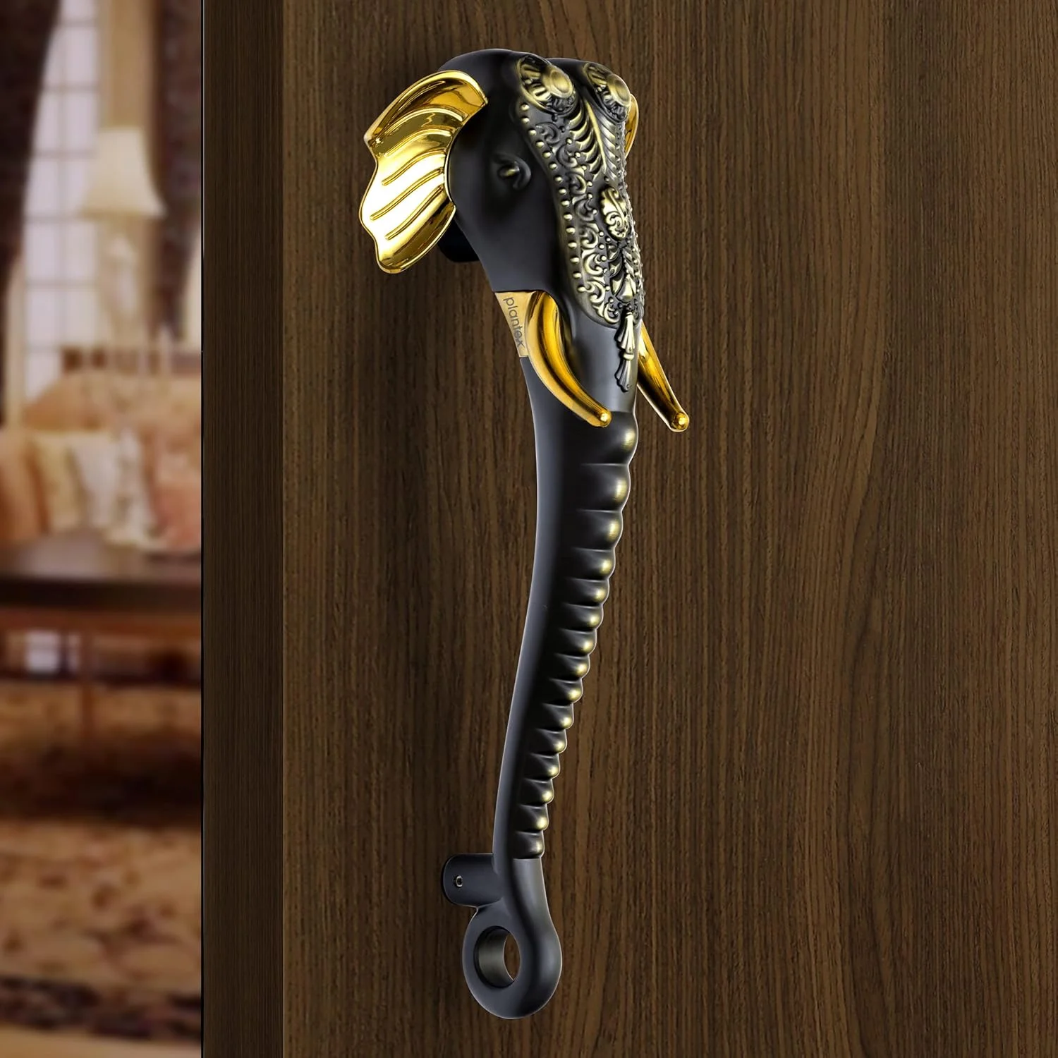 دستگیره درب طرح فیل Plantex با استحکام بالا برای درب اصلی/فشاری کششی 11 اینچی برای دکوراسیون منزل، بسته 1 عددی (رنگ برنجی عتیقه)