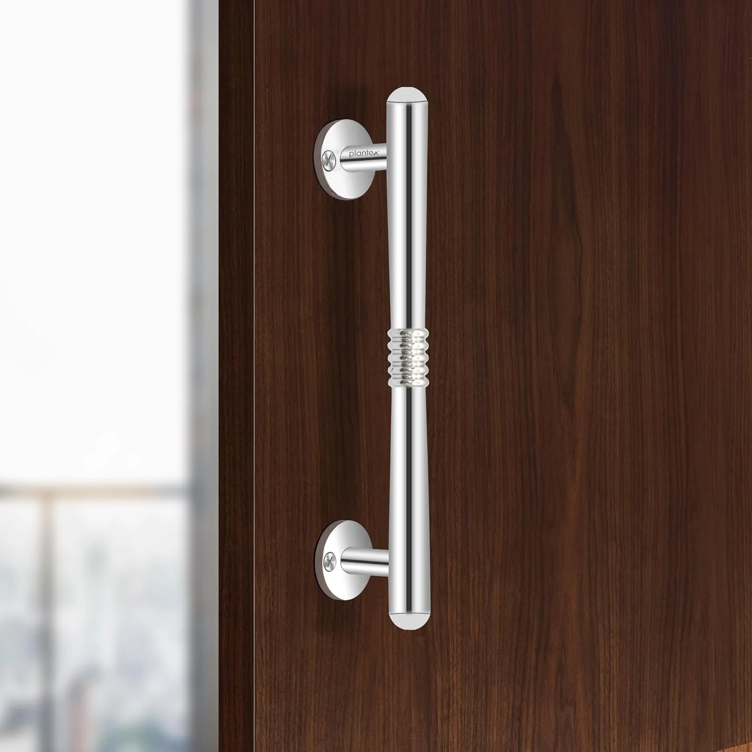 دستگیره درب پلنتکس / دستگیره اصلی درب استیل / دستگیره کششی-فشاری 8 اینچی - بسته 1 عددی (S-142، کروم)