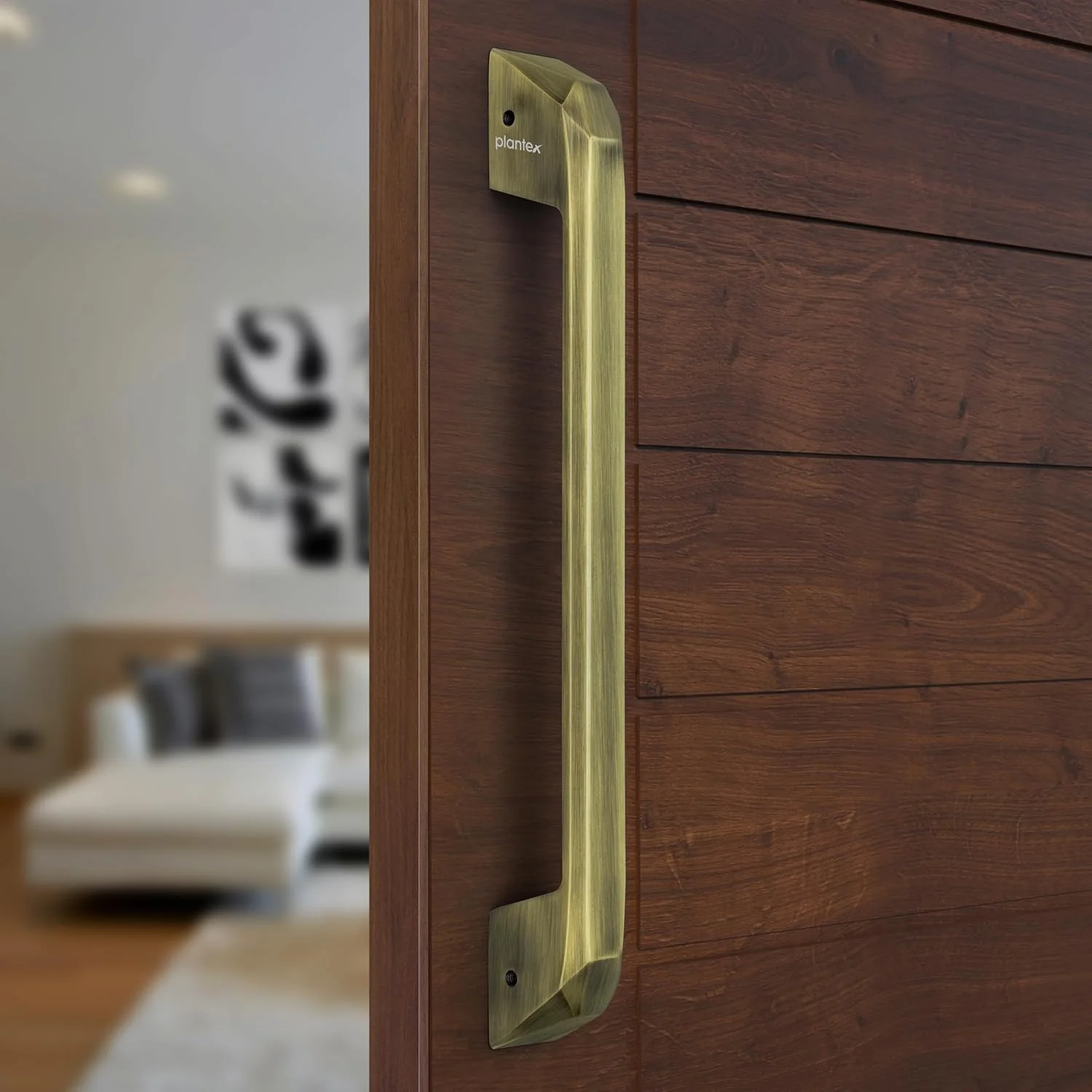 دستگیره درب پلنتکس / دستگیره اصلی درب / دستگیره کششی-فشاری 14 اینچی برای خانه و محل کار / بسته 1 عددی (SH-351، برنجی عتیقه)