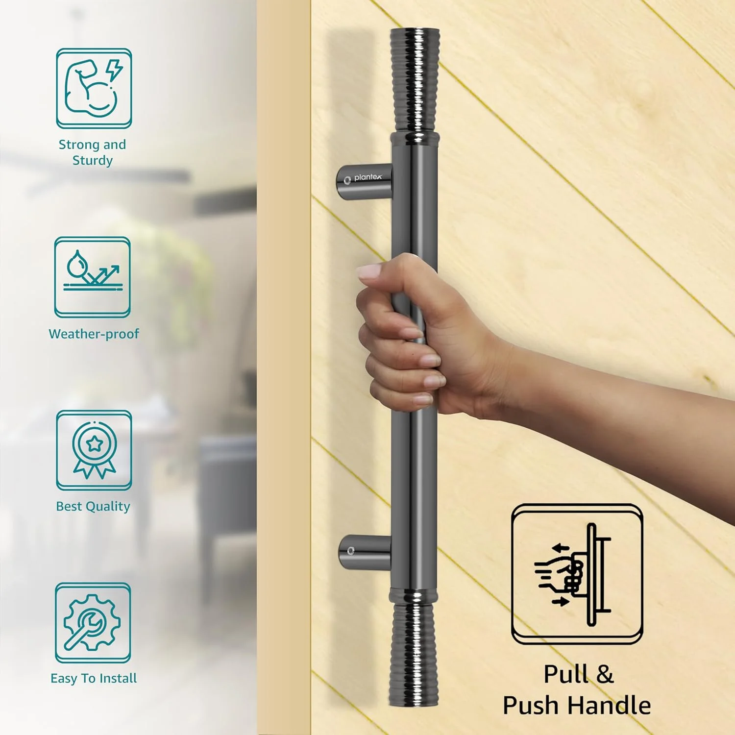 دستگیره درب اصلی Plantex، 14 اینچی - بسته 1 عددی (122 - خاکستری براق) دستگیره درب اصلی Plantex، 14 اینچی - بسته 1 عددی (122 - خاکستری براق)